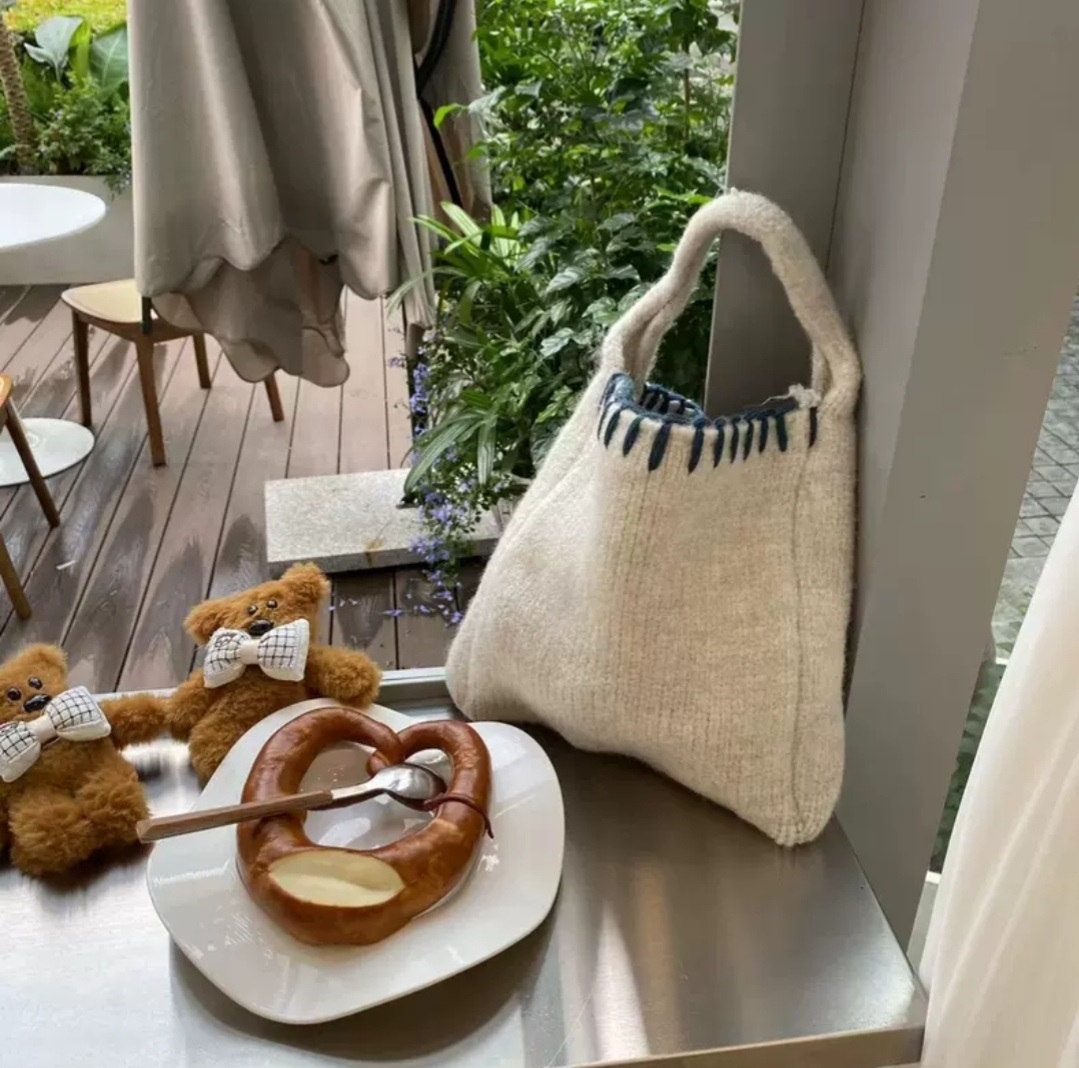 配色ステッチニットトートバッグ | 詳細画像2