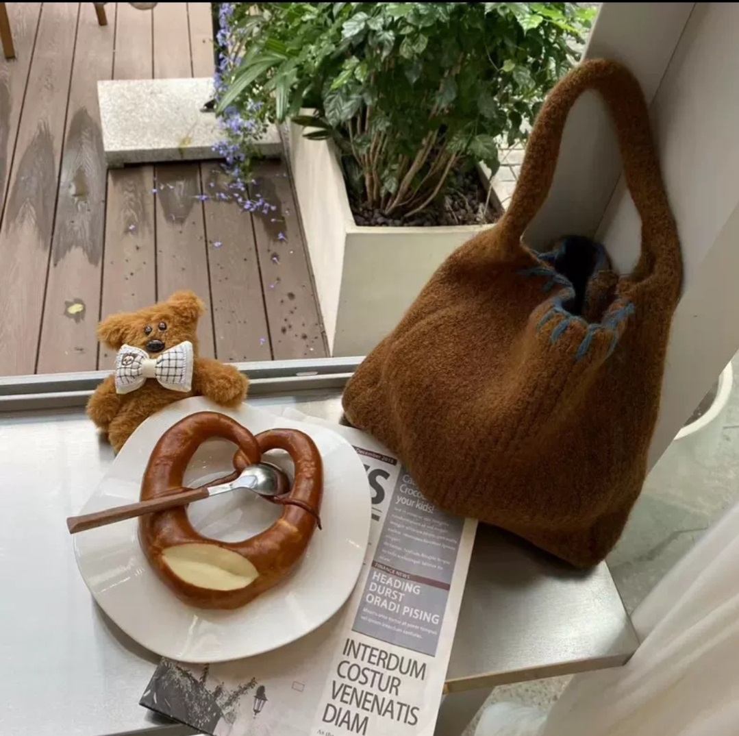 配色ステッチニットトートバッグ | 詳細画像3