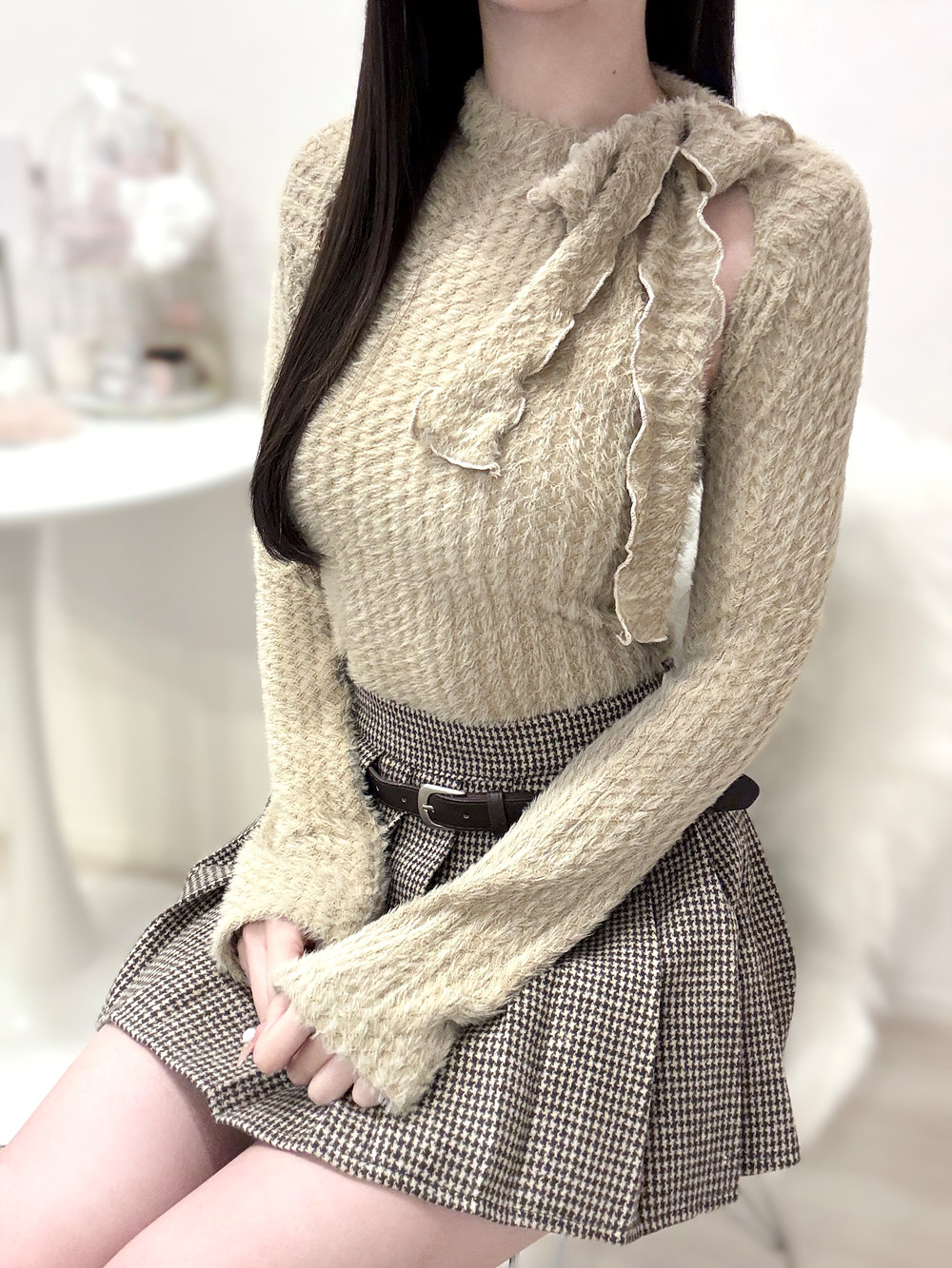 ベルト付プリーツチェックミニスカート | 詳細画像4