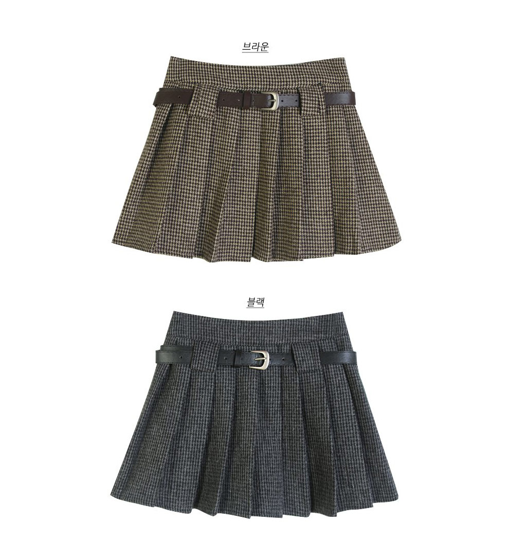 ベルト付プリーツチェックミニスカート | 詳細画像13