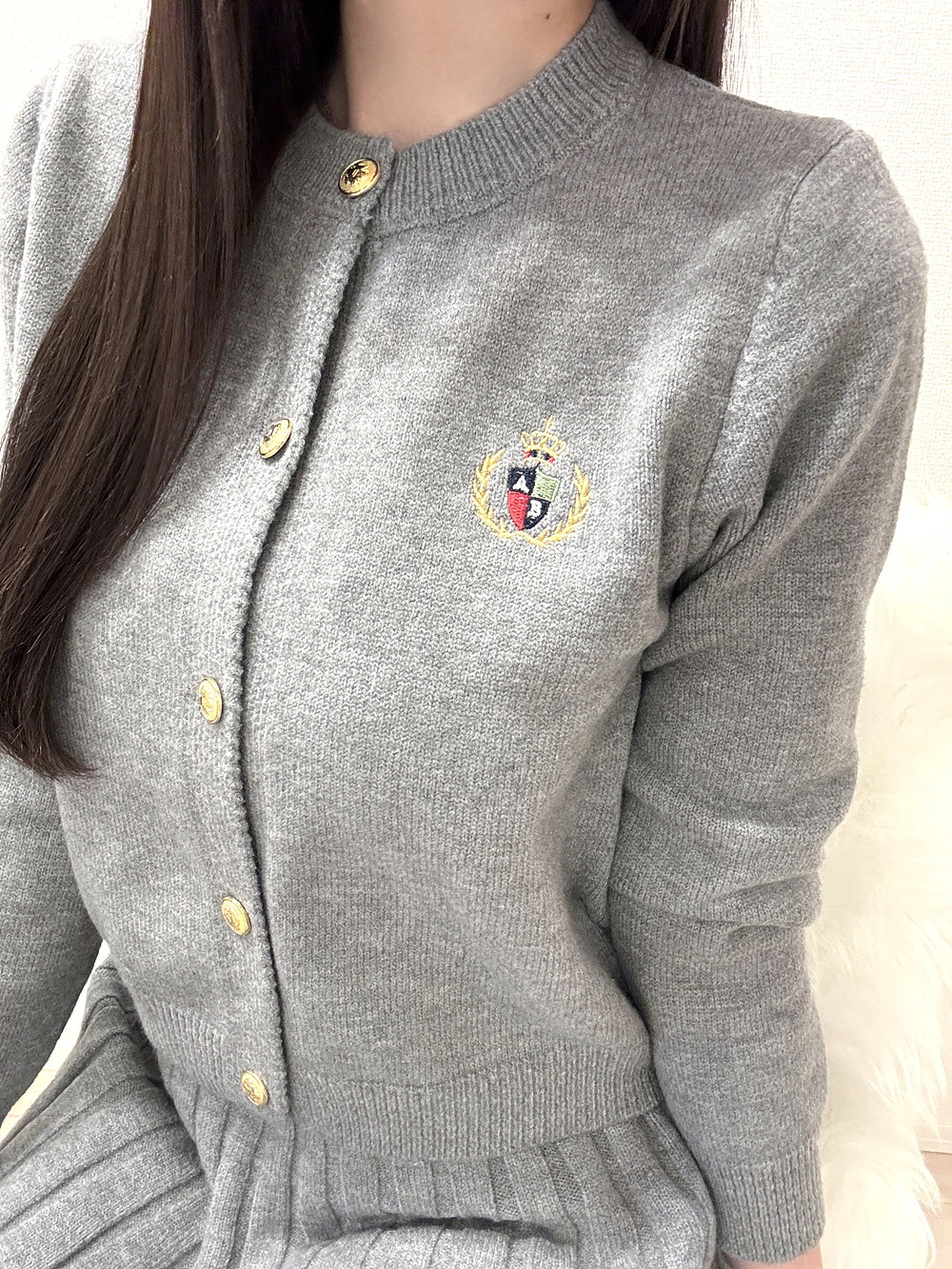 刺繍ロゴニットカーディガン&配色プリーツミニスカートSET | 詳細画像13