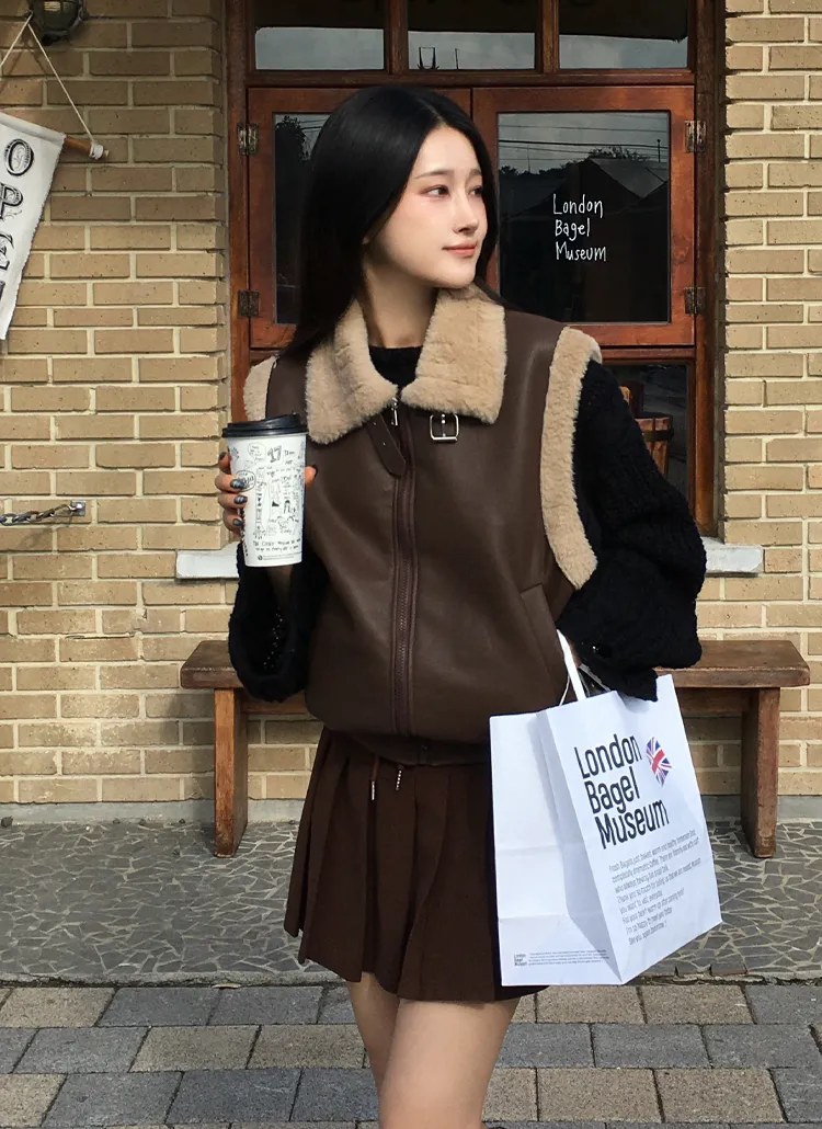 ムートン風クロップドベスト | moodloveroom | 詳細画像6