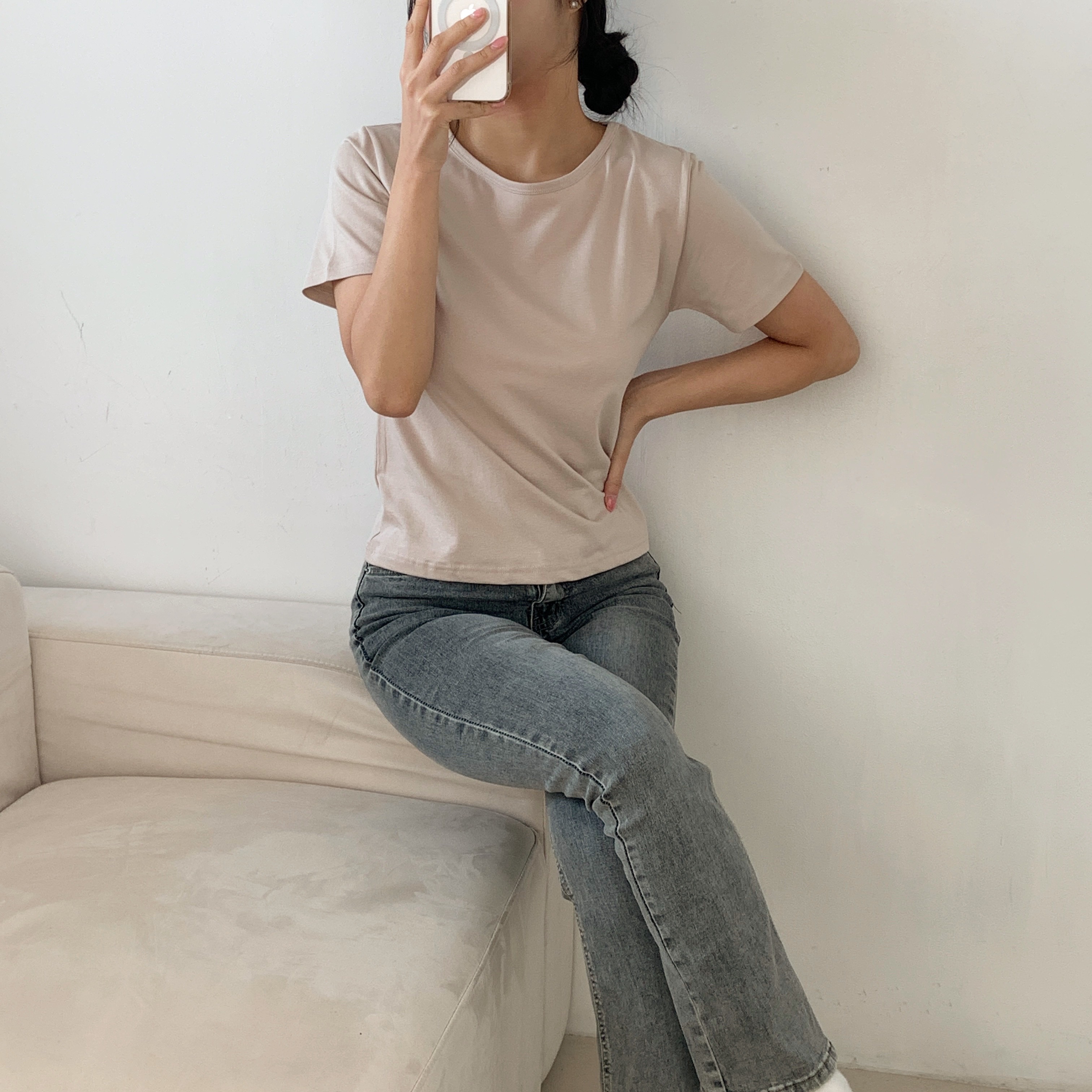 モダール混ラウンドネック半袖Tシャツ | 詳細画像4