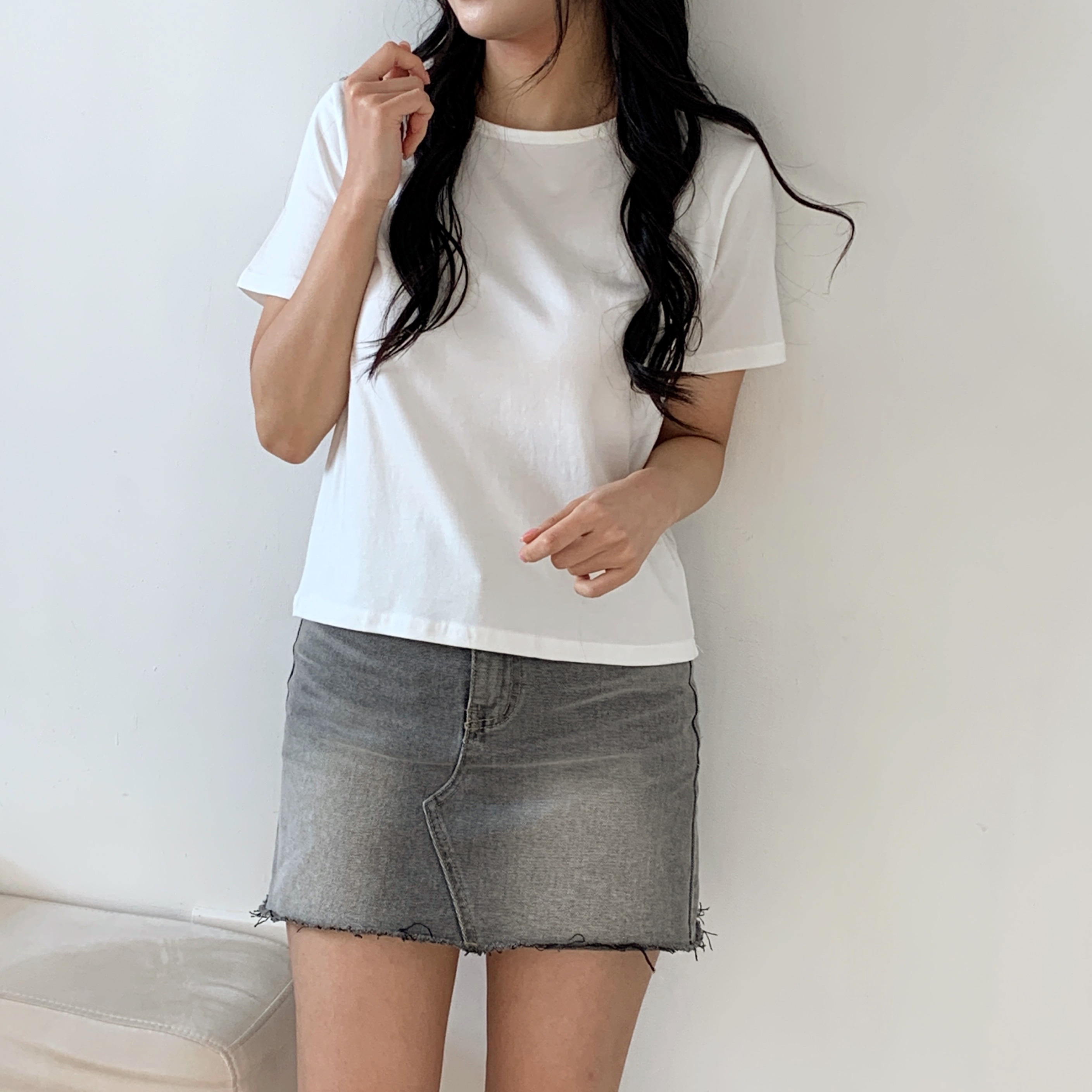 モダール混ラウンドネック半袖Tシャツ | 詳細画像7