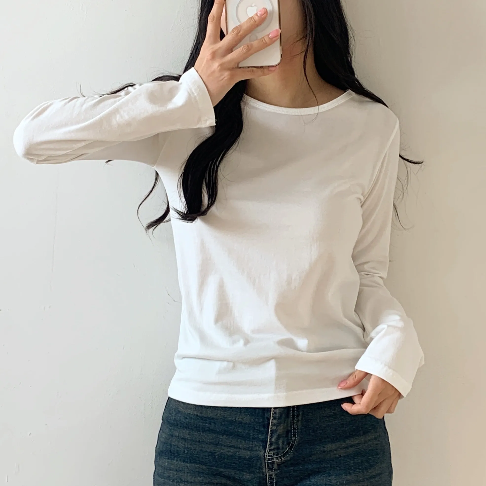 モダール混ラウンドネック長袖Tシャツ | 詳細画像1