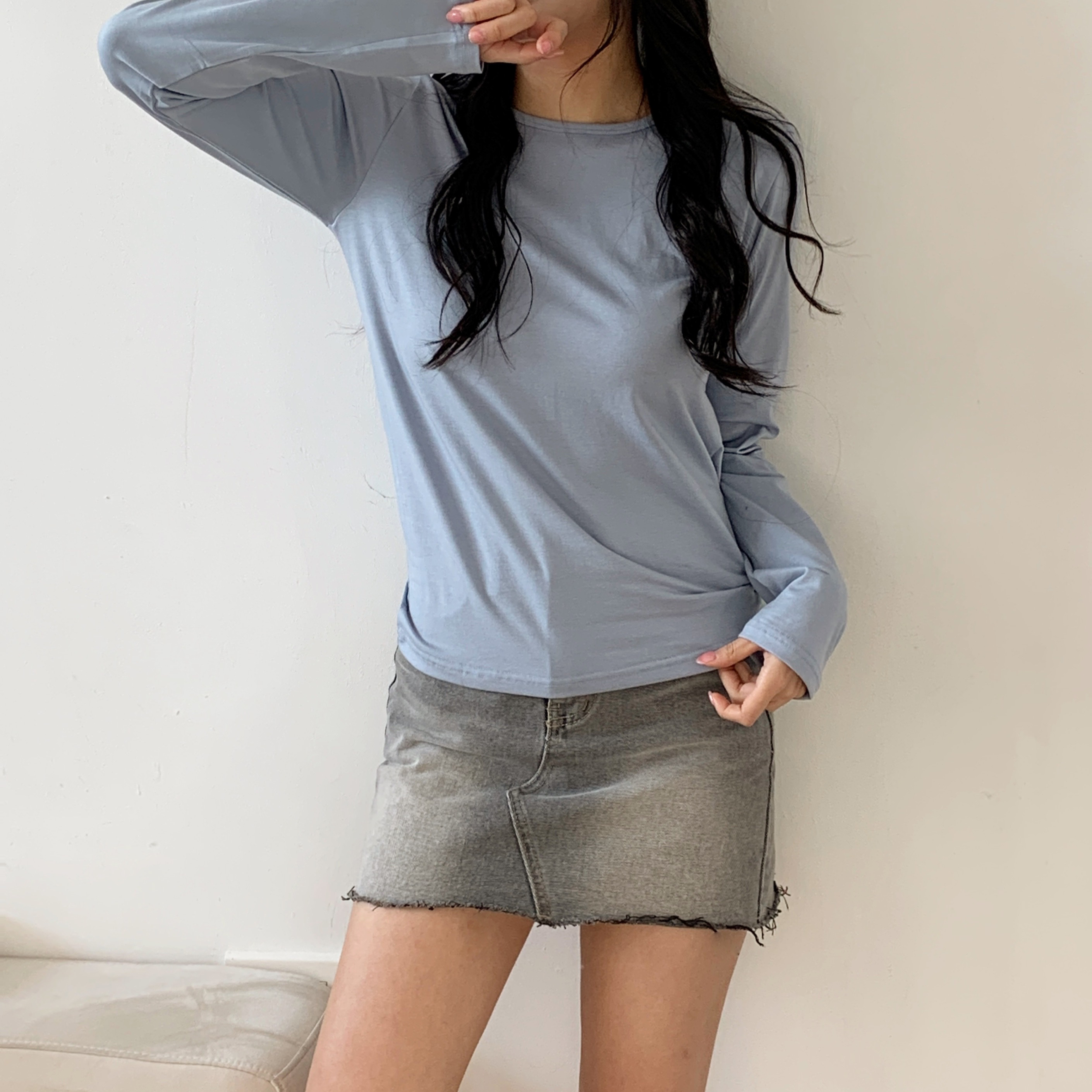 モダール混ラウンドネック長袖Tシャツ | 詳細画像13