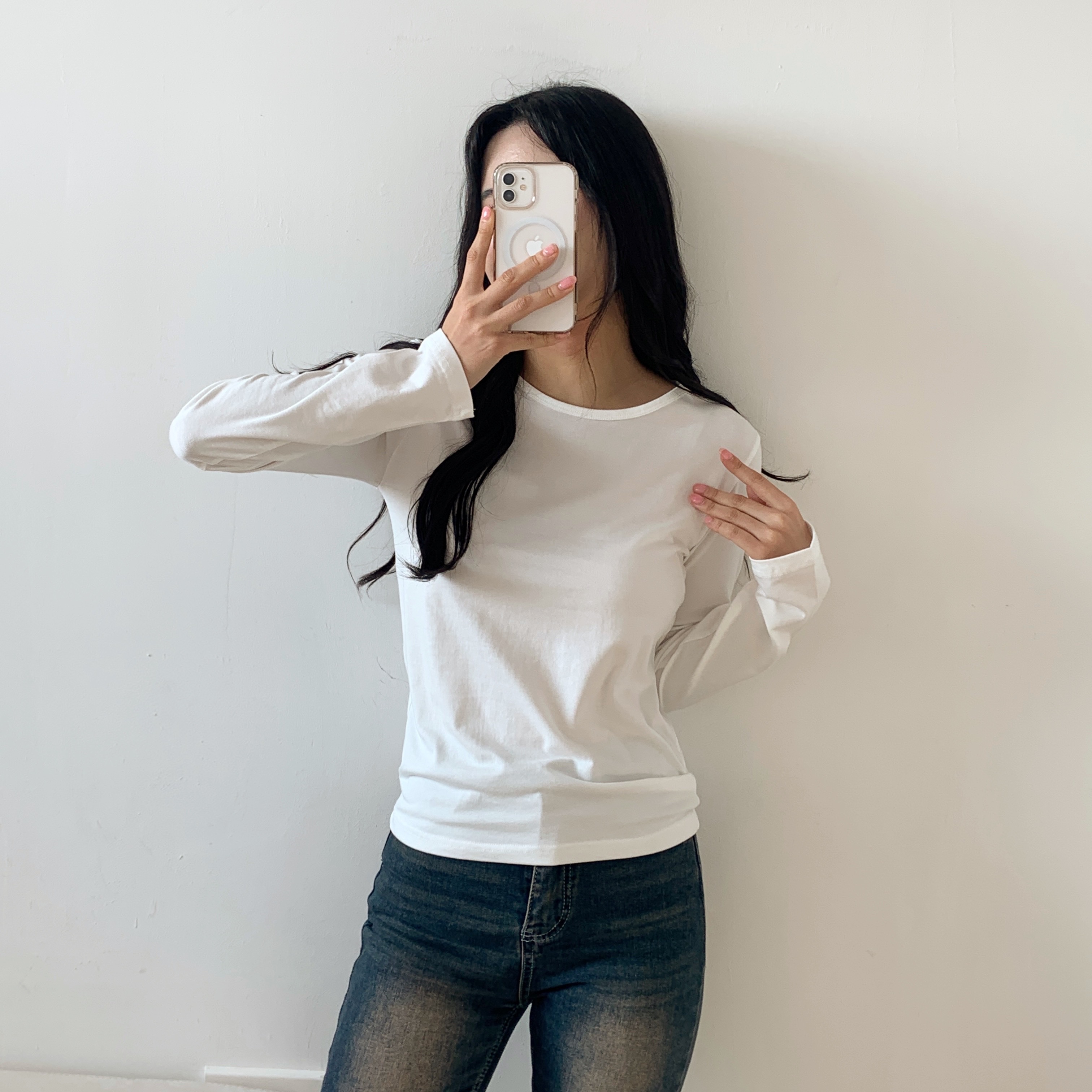 モダール混ラウンドネック長袖Tシャツ | 詳細画像4