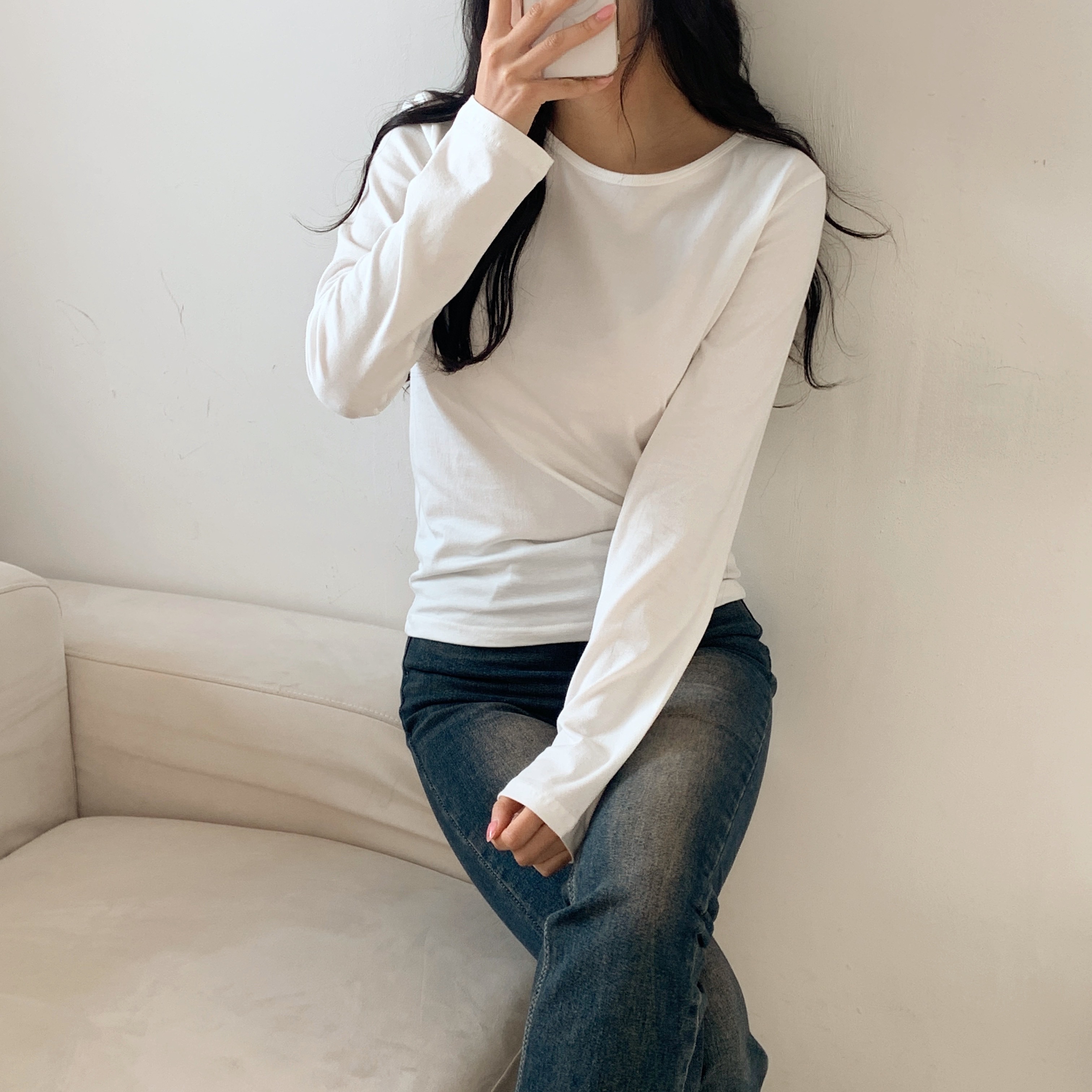 モダール混ラウンドネック長袖Tシャツ | 詳細画像18