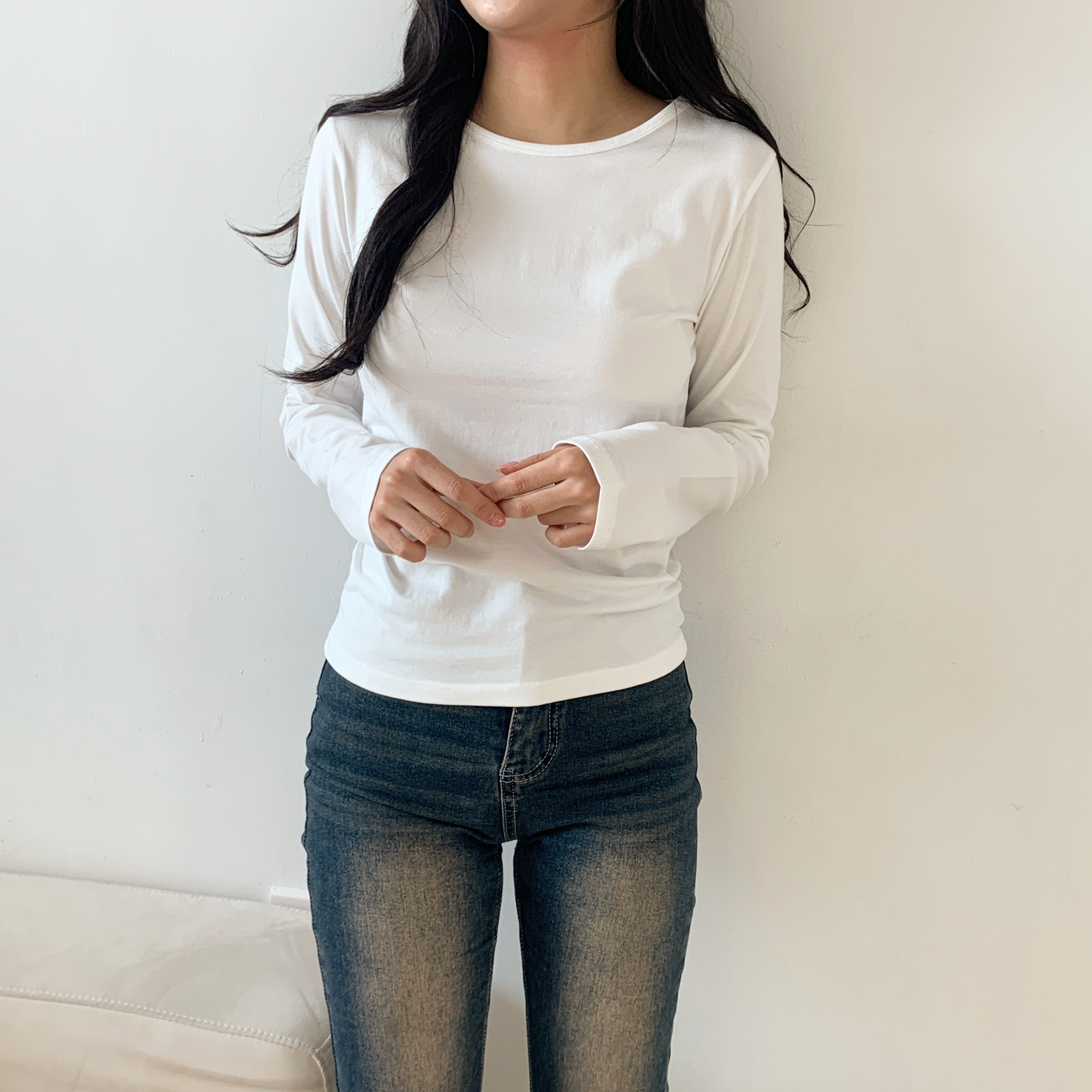 モダール混ラウンドネック長袖Tシャツ | 詳細画像6