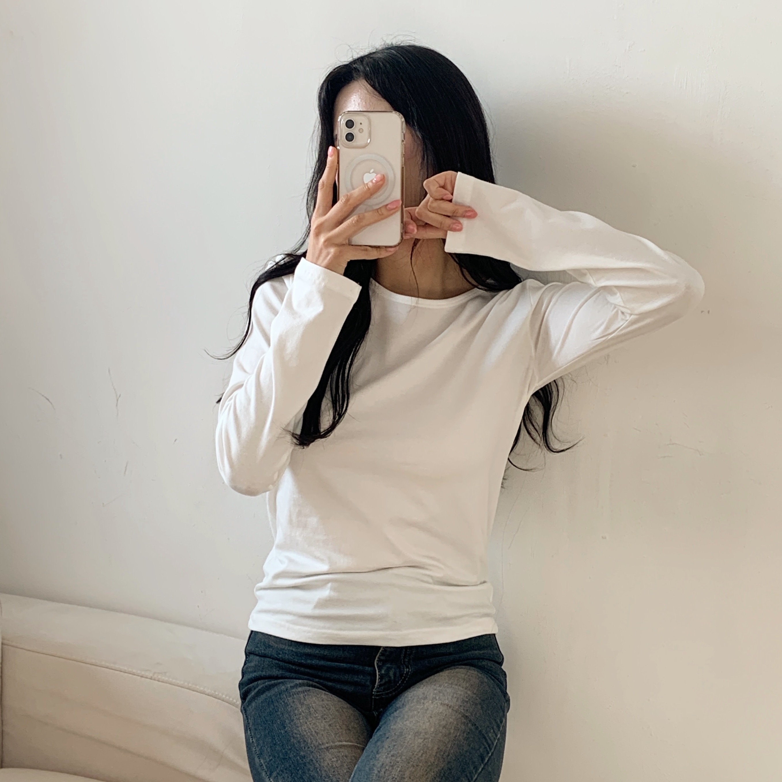 モダール混ラウンドネック長袖Tシャツ | 詳細画像7