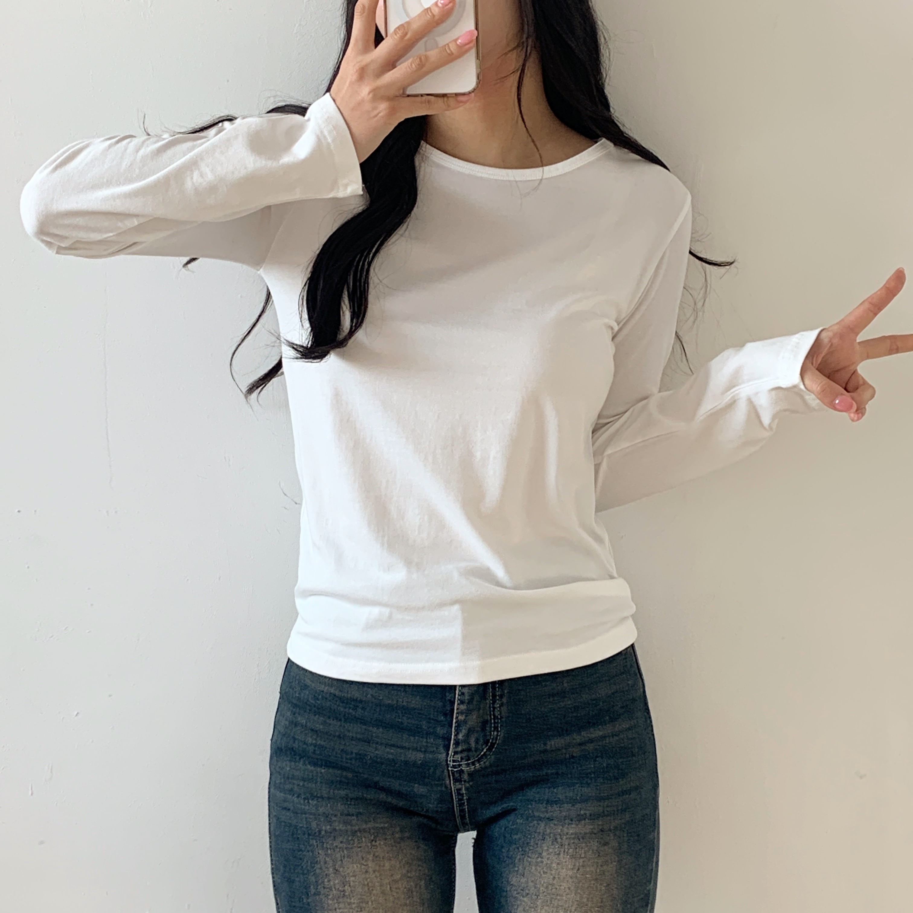 モダール混ラウンドネック長袖Tシャツ | 詳細画像20