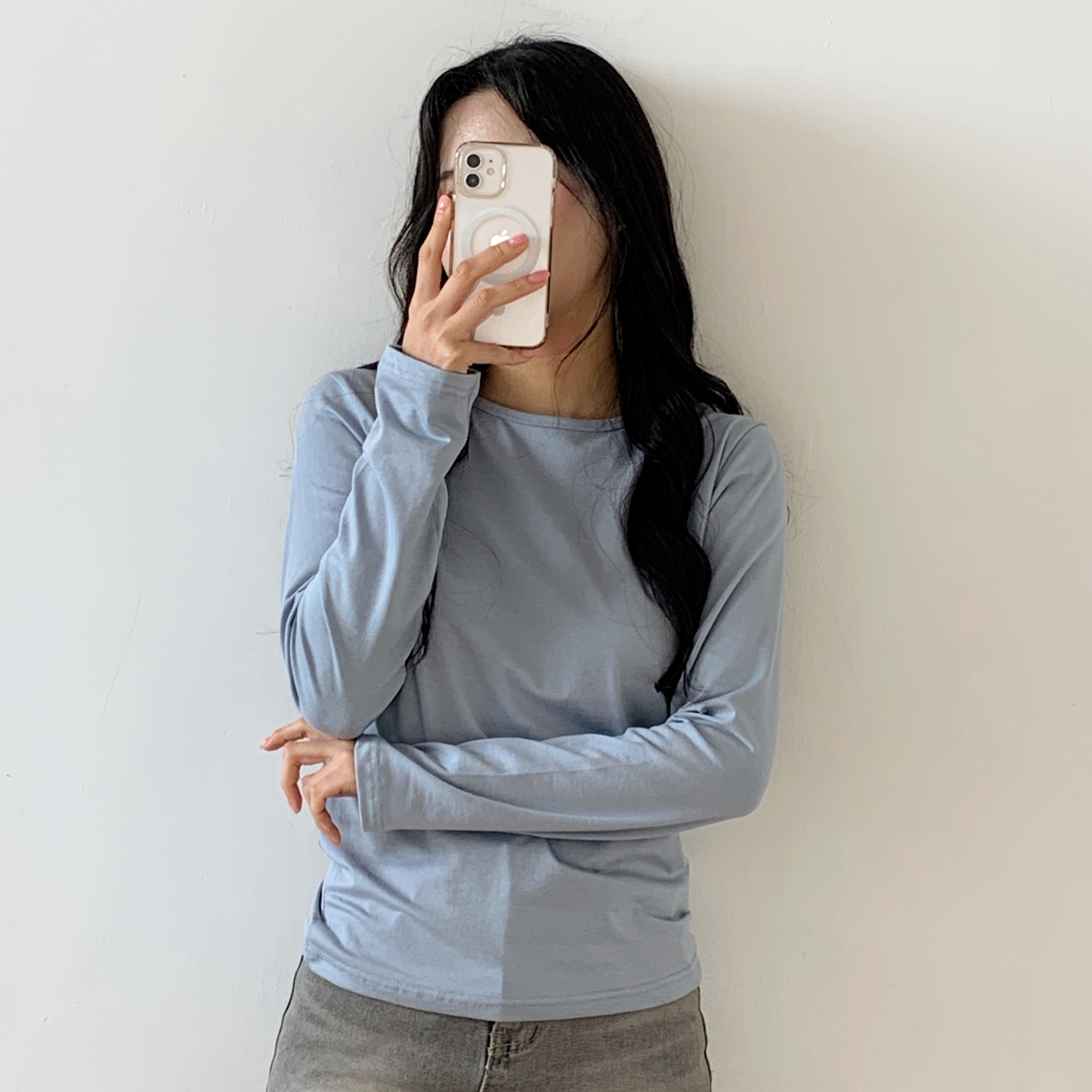 モダール混ラウンドネック長袖Tシャツ | 詳細画像10