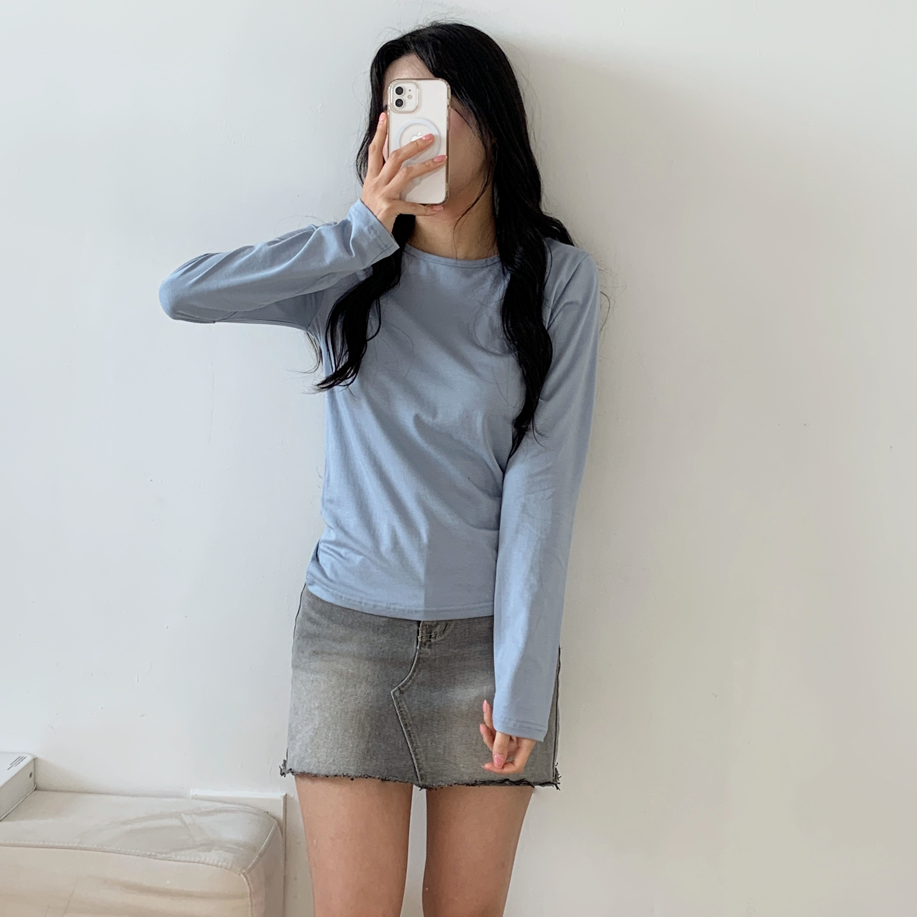 モダール混ラウンドネック長袖Tシャツ | 詳細画像15