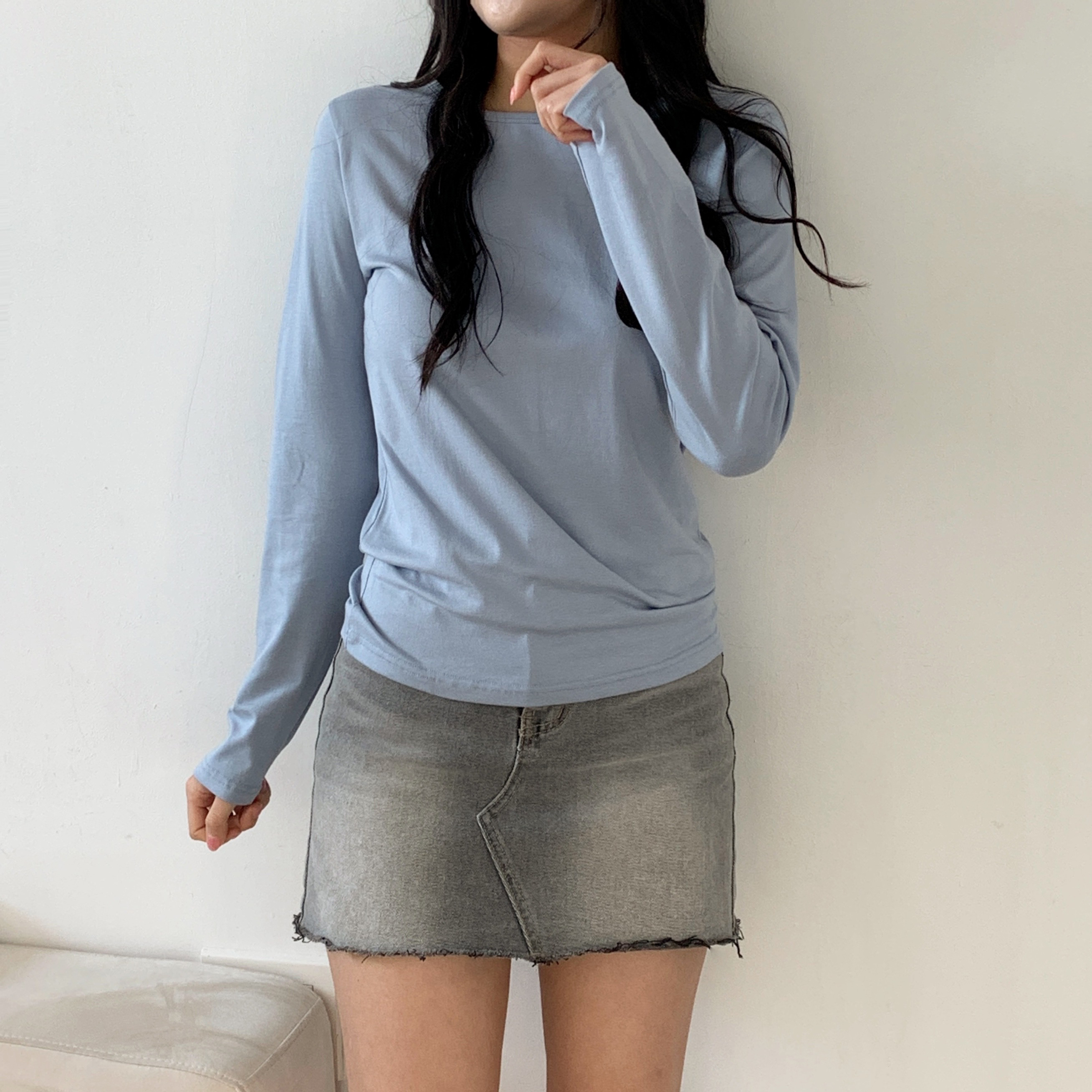 モダール混ラウンドネック長袖Tシャツ | 詳細画像17