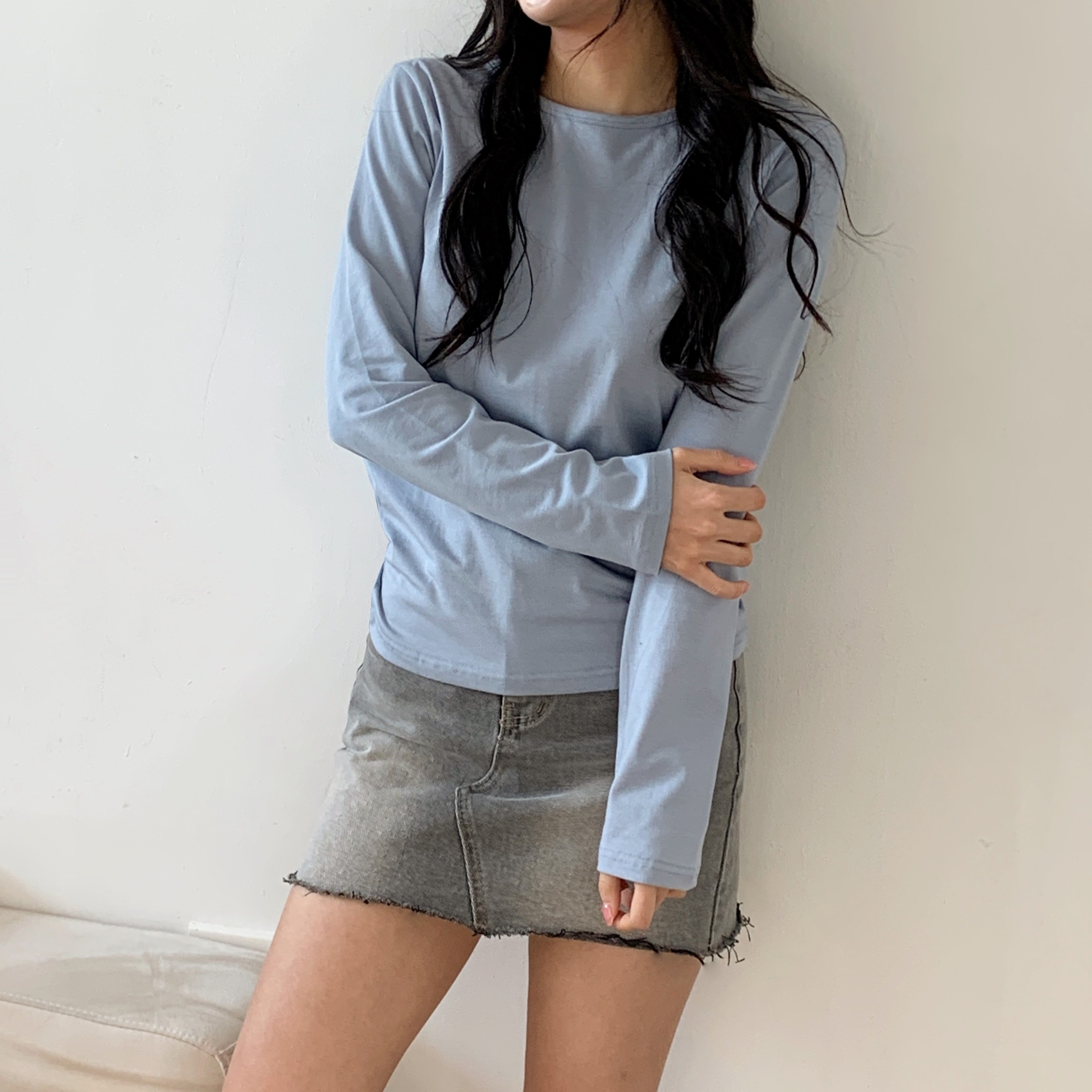 モダール混ラウンドネック長袖Tシャツ | 詳細画像16