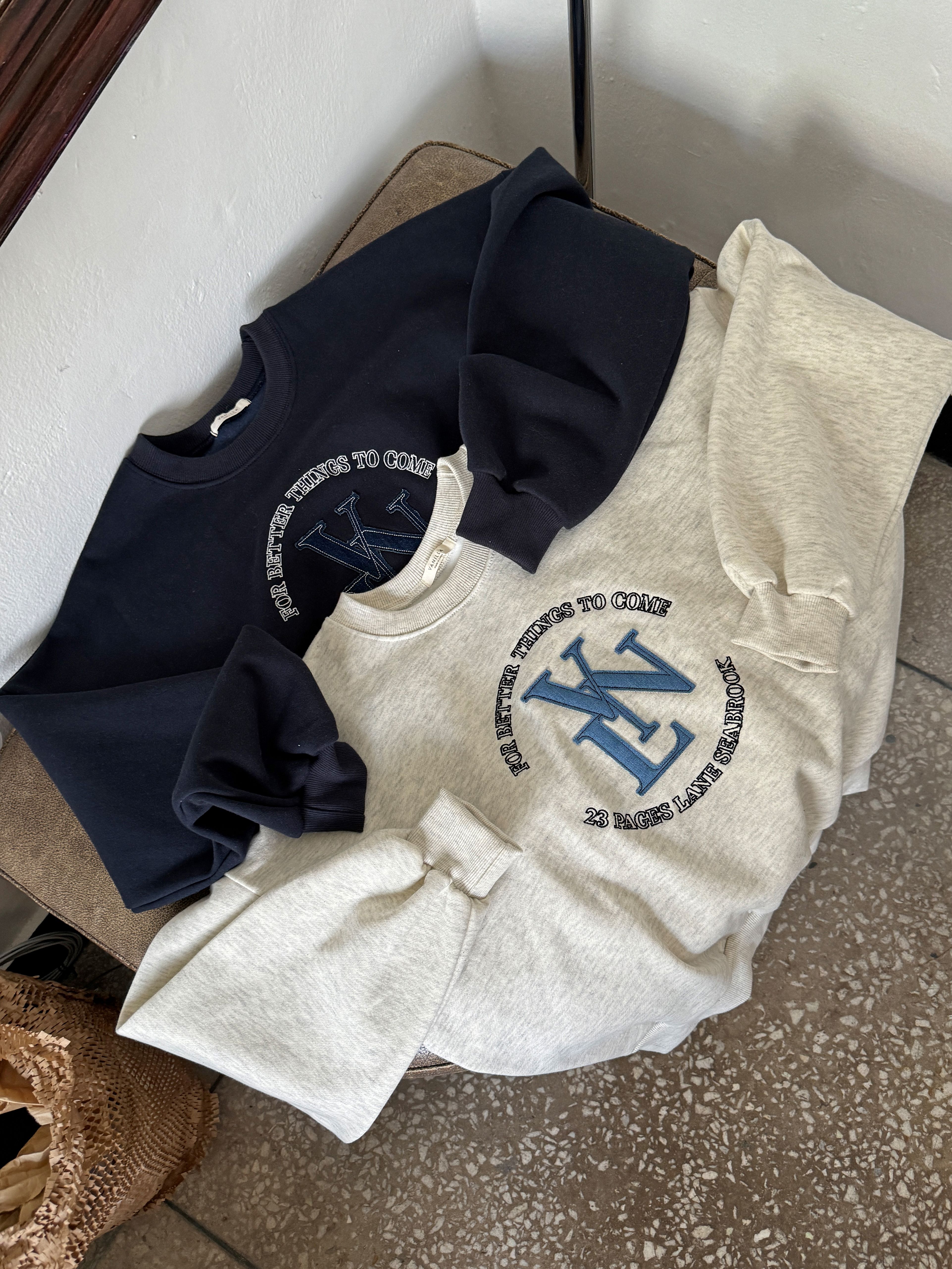 裏起毛配色サークル刺繍パッチスウェット(ネイビー) | 詳細画像11