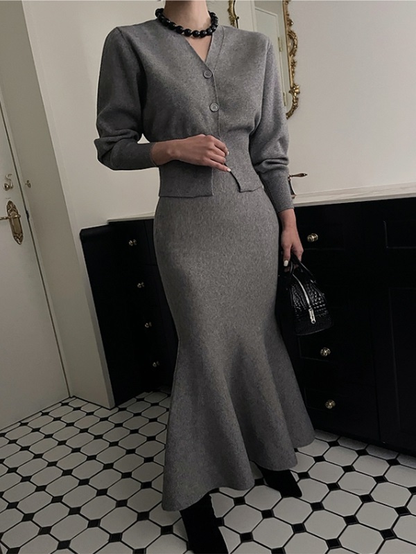 スリットVネックカーディガン&マーメイドスカートSET | 詳細画像2