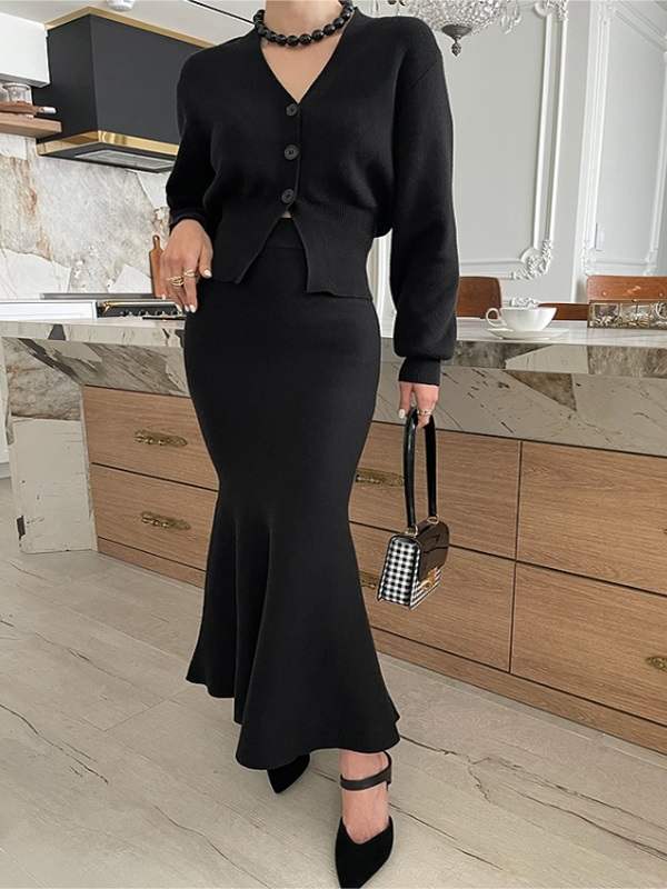 スリットVネックカーディガン&マーメイドスカートSET | 詳細画像3