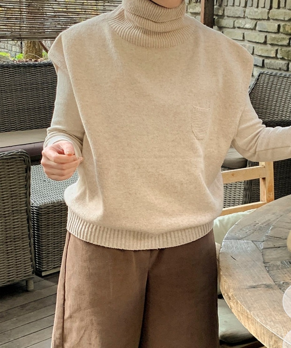 ウール混タートルポケットニットベスト | 詳細画像5