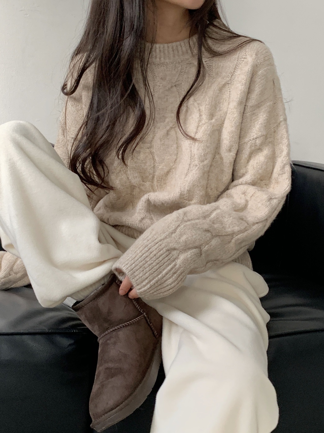 ラウンドネックケーブルニット | 詳細画像3