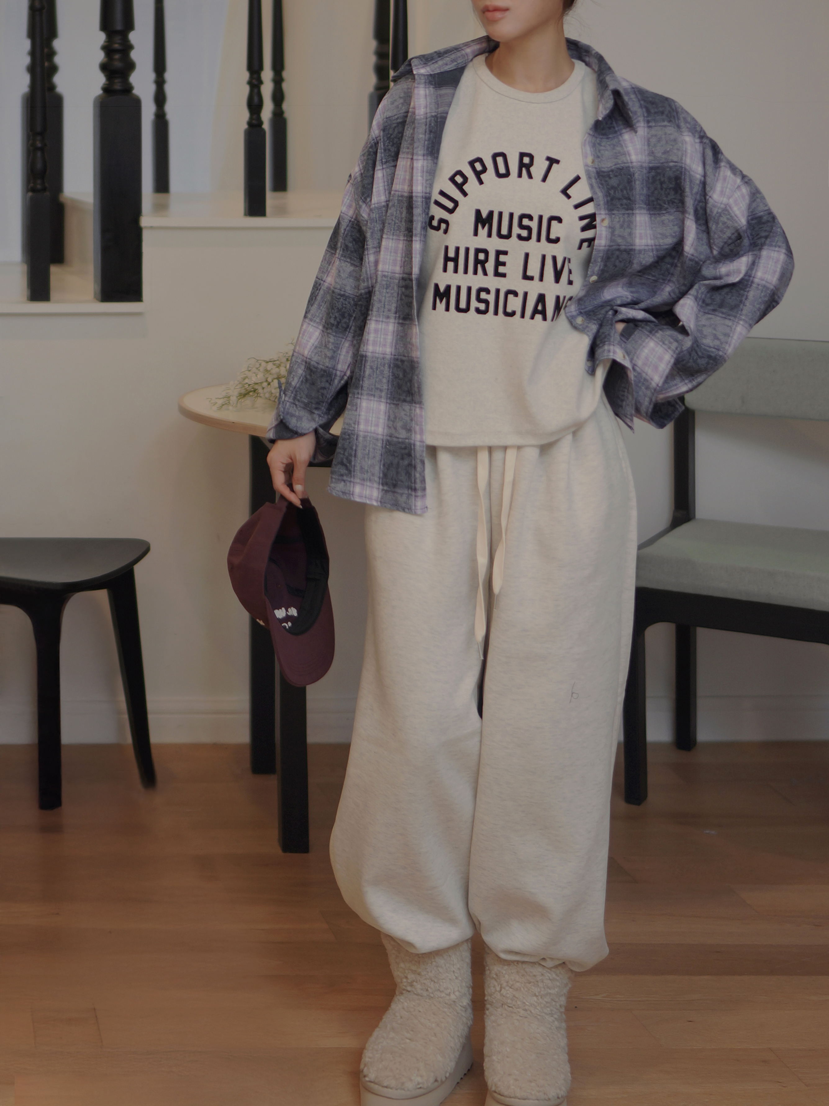 起毛MUSICレタリング半袖Tシャツ | 詳細画像2