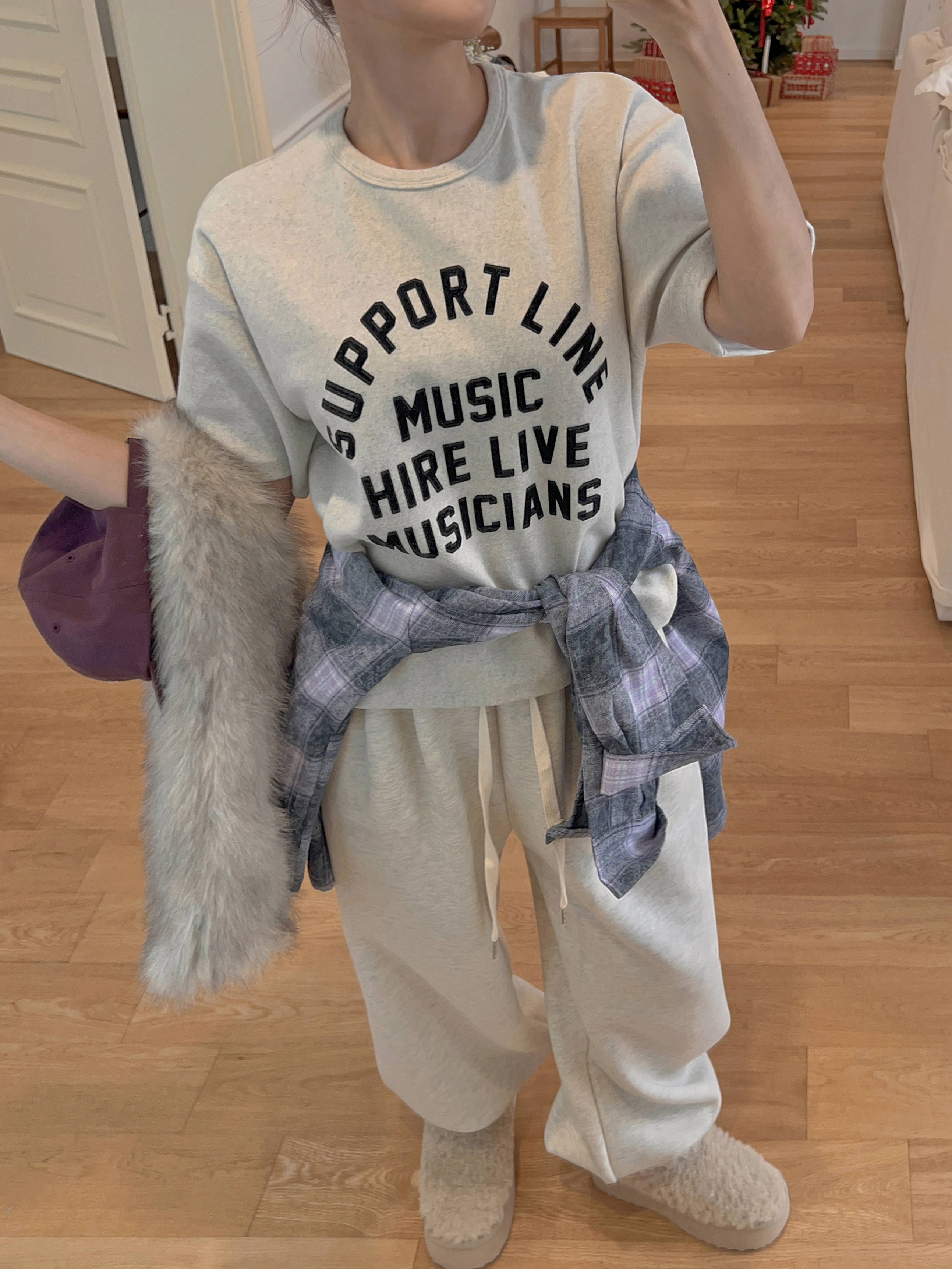 起毛MUSICレタリング半袖Tシャツ | 詳細画像6