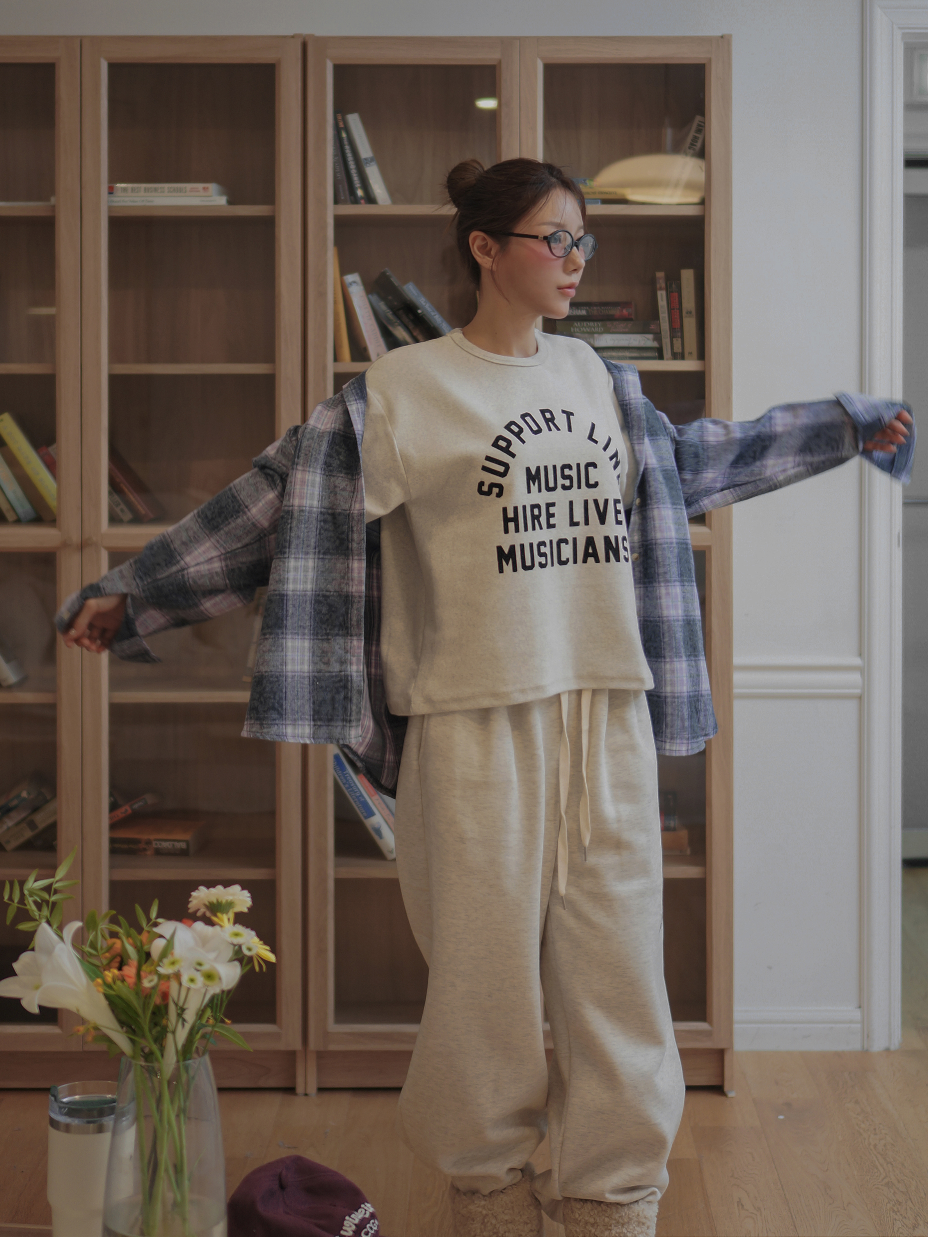 起毛MUSICレタリング半袖Tシャツ | 詳細画像8