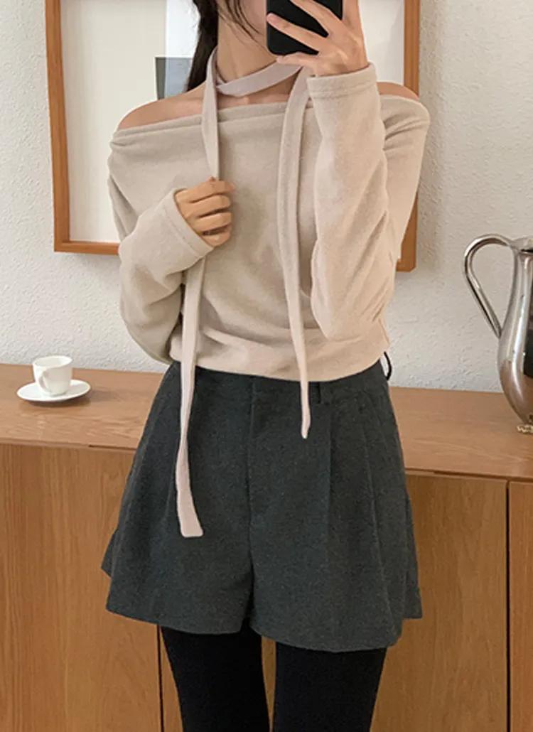 起毛ボウタイ付ドレープ長袖Tシャツ | cherrykoko | 詳細画像1