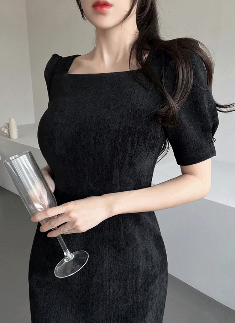 スクエアネックパフショルベロアワンピース | ganadaran | 詳細画像1