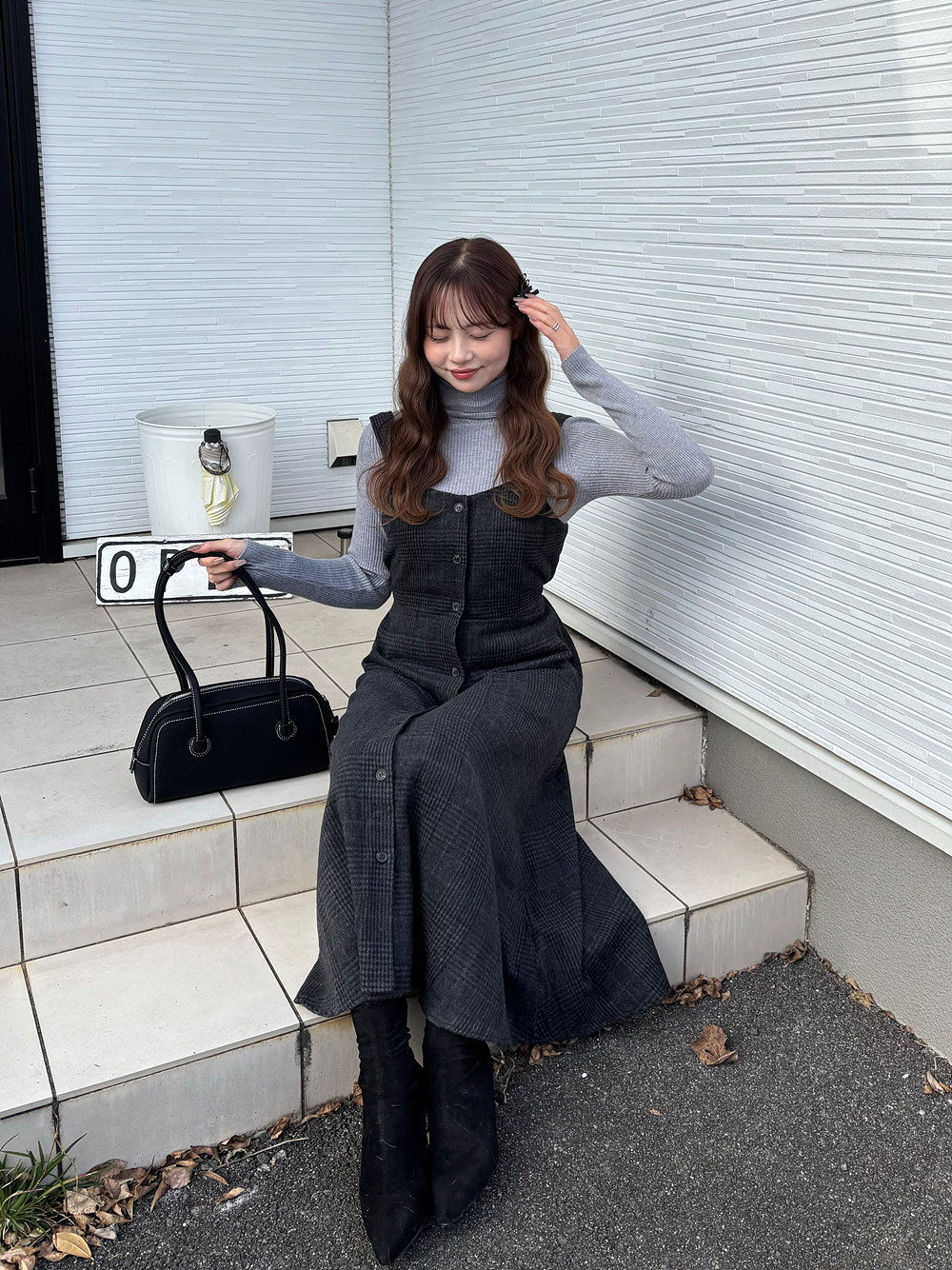 IENA★チェックビスチェワンピース 38 グレー 美品 起毛グレンチェックビスチェワンピース | レディースファッション通販