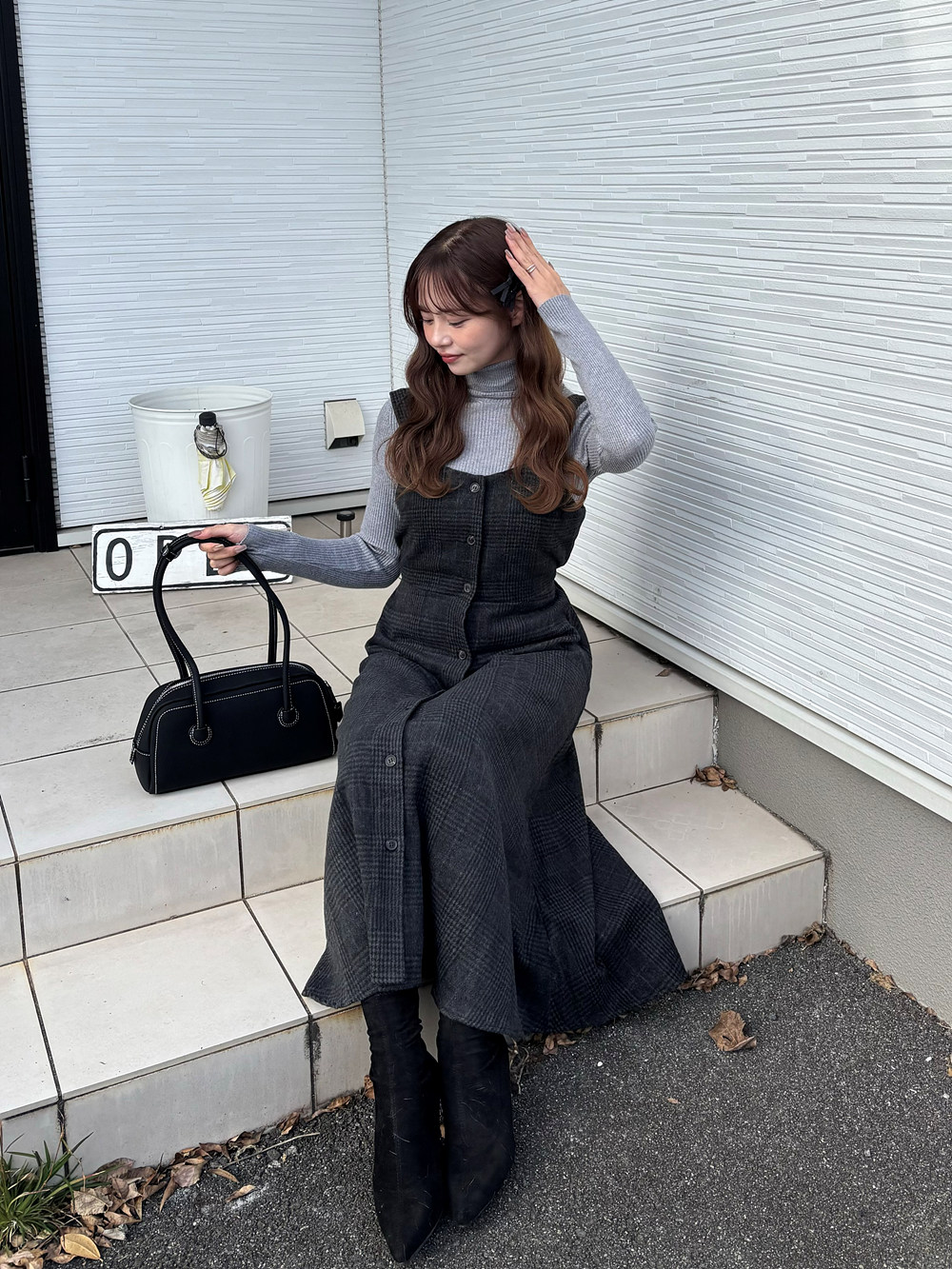 起毛グレンチェックビスチェワンピース | レディースファッション通販