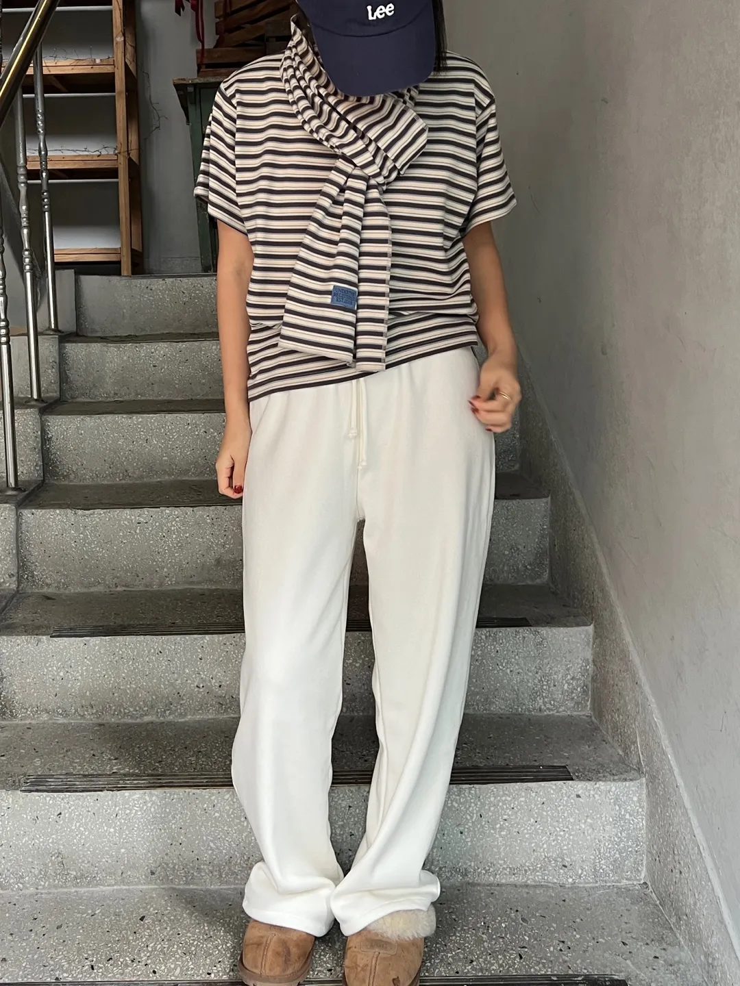マフラー付両起毛マルチボーダー半袖Tシャツ | 詳細画像1