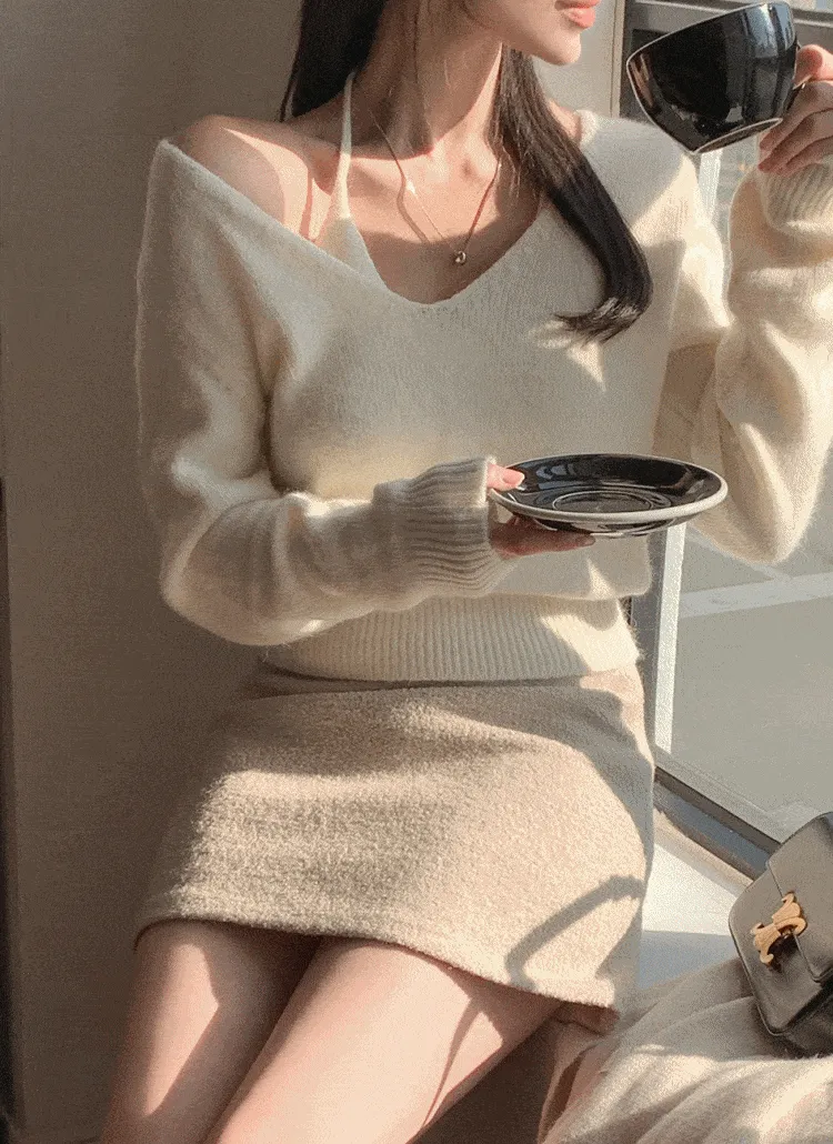リボンホルターバックレスキャミソール&2WAYニットSET | lovesomeone | 詳細画像1