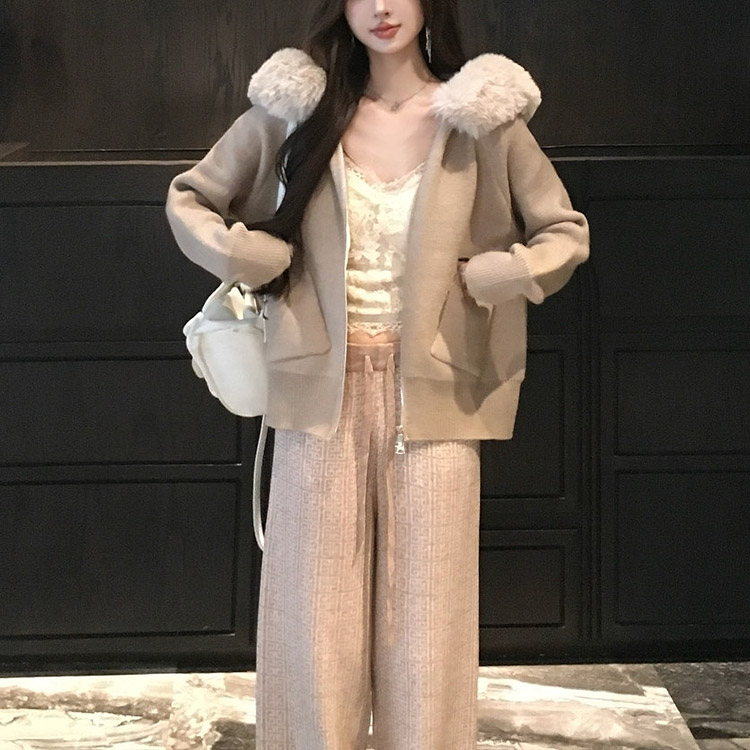 エコファーカラーラグランダブルジップニットカーディガン | 詳細画像10