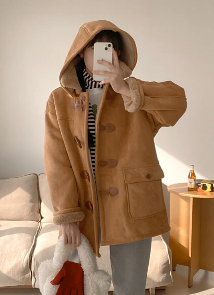 2WAYトグルボタンムートン風ハーフコート | レディースファッション  