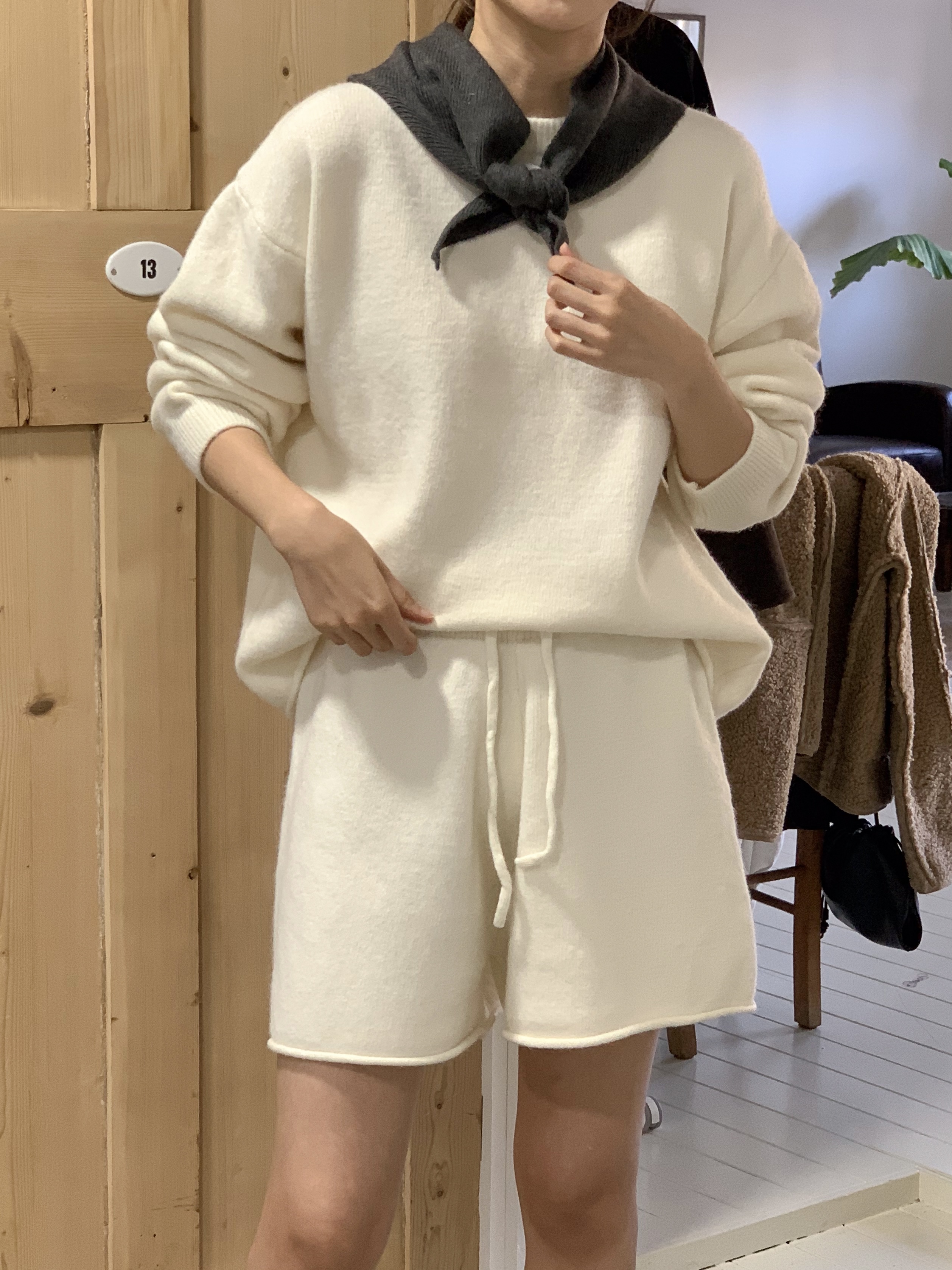 Vガゼットロールヘムニット&ドロストショートパンツSET | 詳細画像6