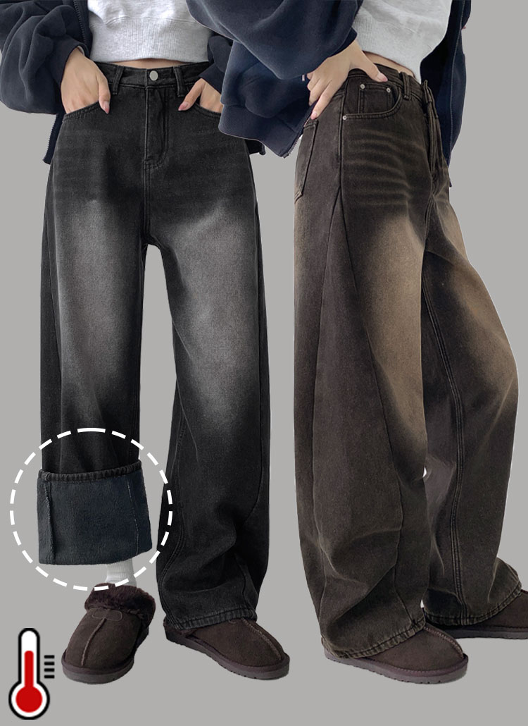 2TYPEエコファー裏地ウォッシュラインデニムパンツ | レディース