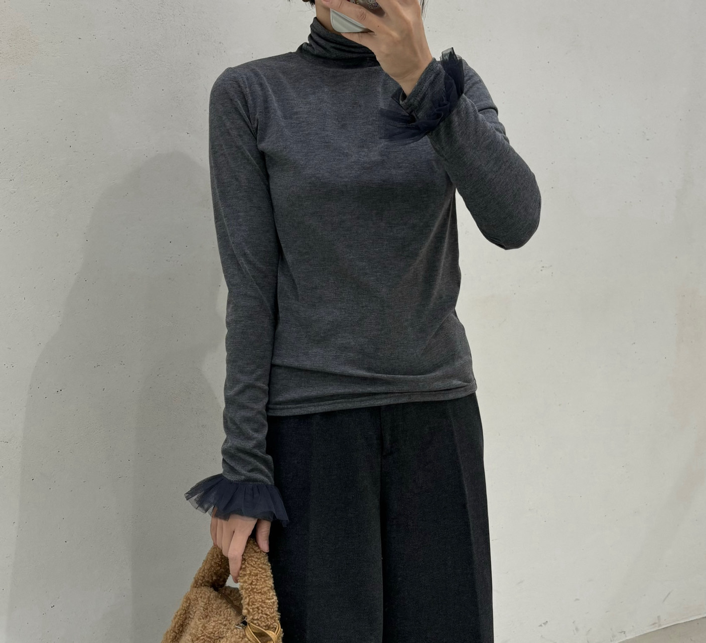 裏起毛チュールベルカフスハイネックTシャツ | 詳細画像8