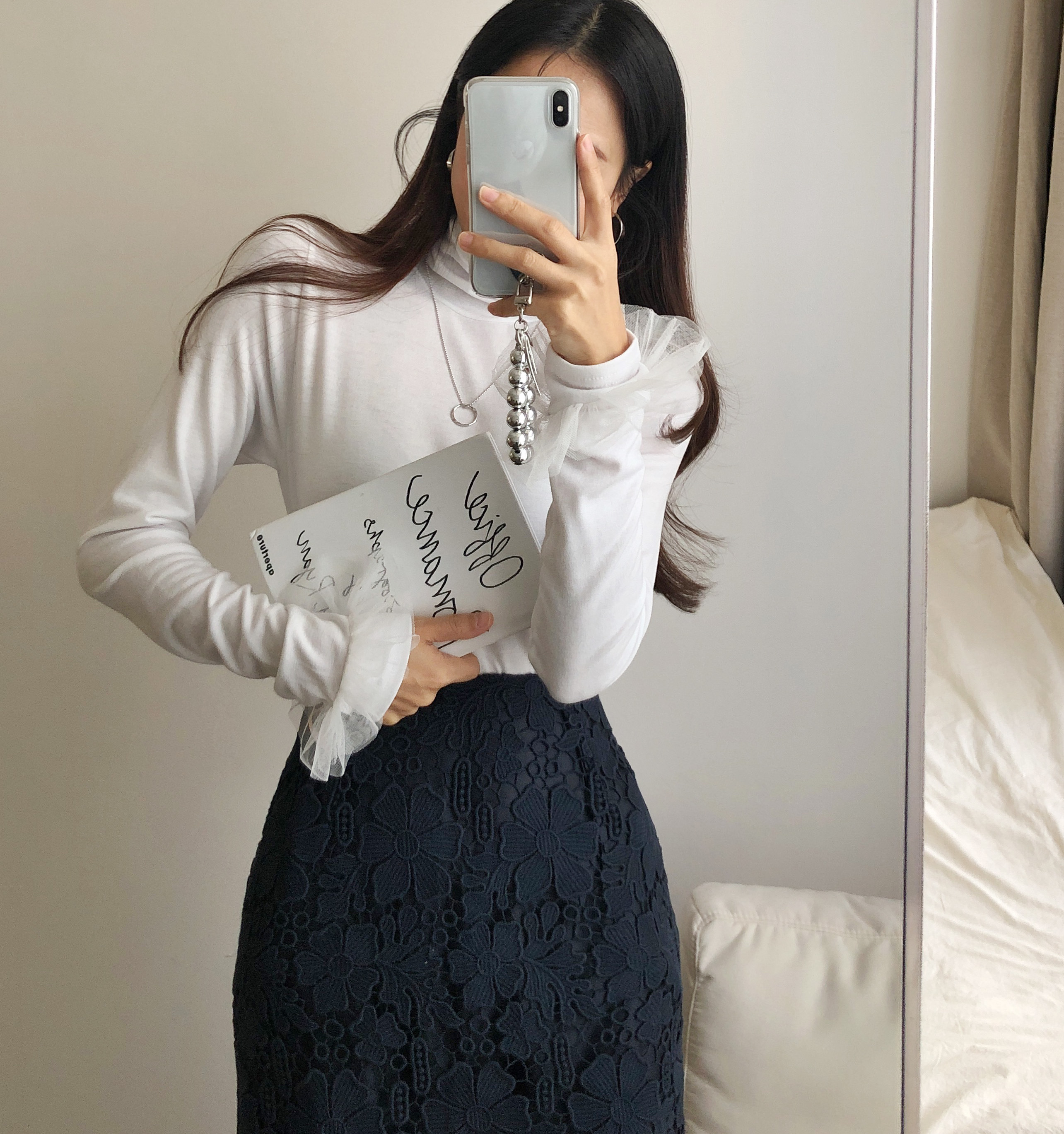 裏起毛チュールベルカフスハイネックTシャツ | 詳細画像16