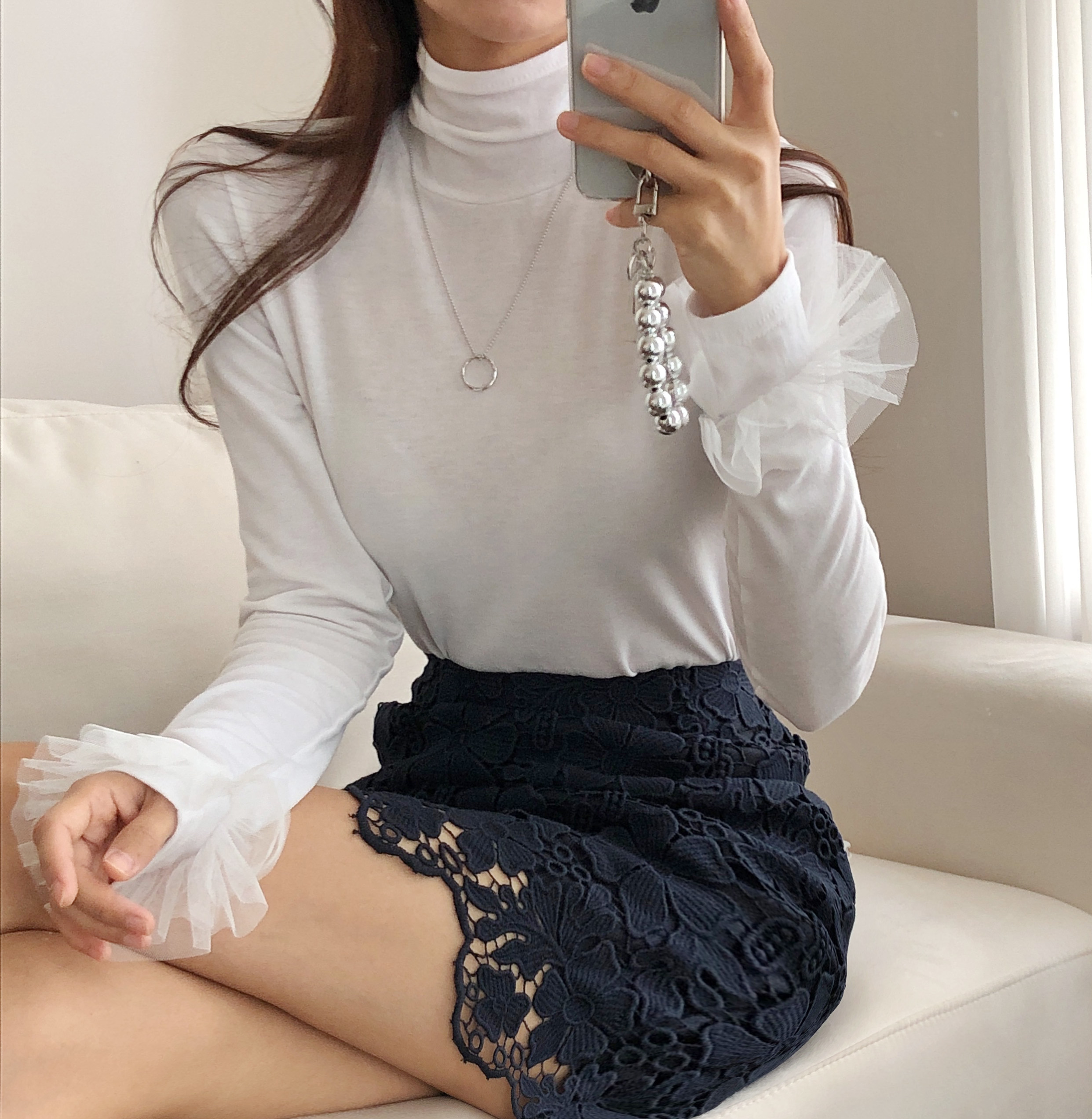 裏起毛チュールベルカフスハイネックTシャツ | 詳細画像20