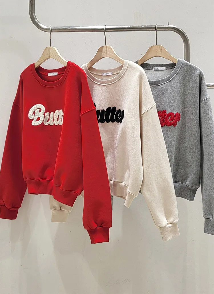 裏起毛Butter配色ブークレロゴスウェット | 詳細画像1