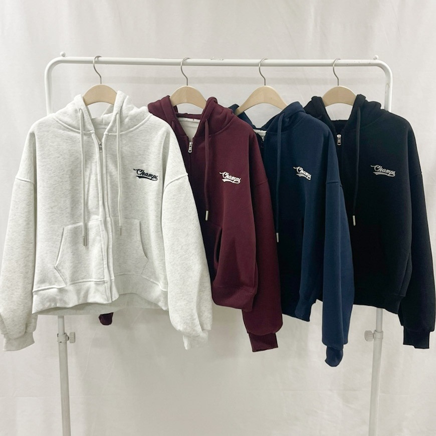 裏起毛バックロゴクロップドジップパーカー | 詳細画像4