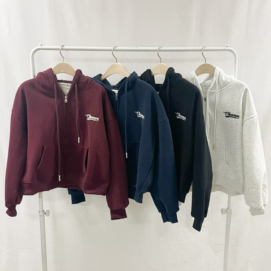 裏起毛バックロゴクロップドジップパーカー | 詳細画像5