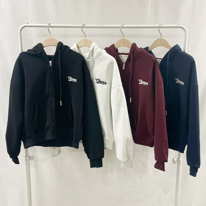 裏起毛バックロゴクロップドジップパーカー | 詳細画像9