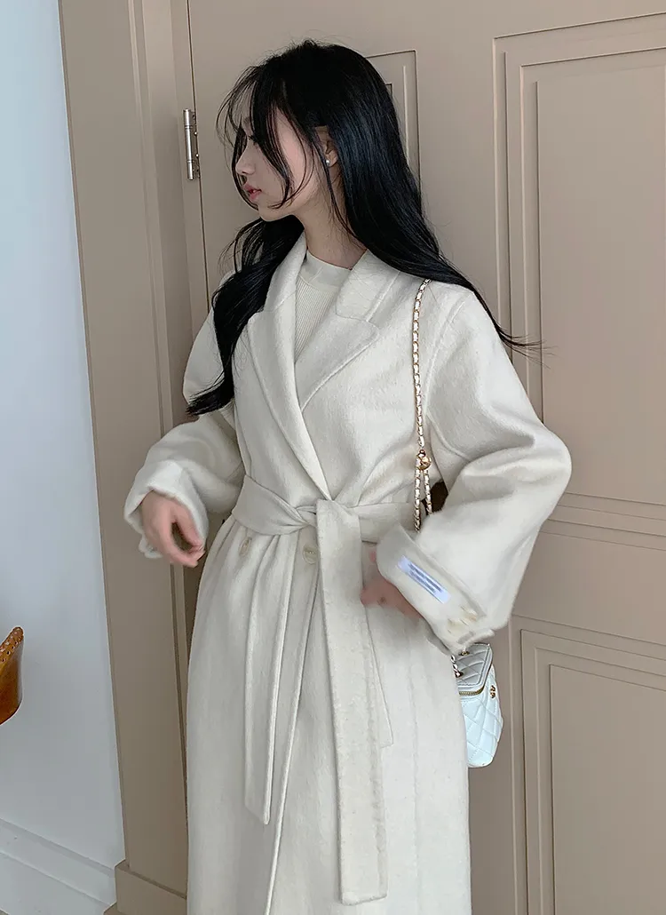 ストラップ付ウールダブルボタンロングコート | classicblanc | 詳細画像2
