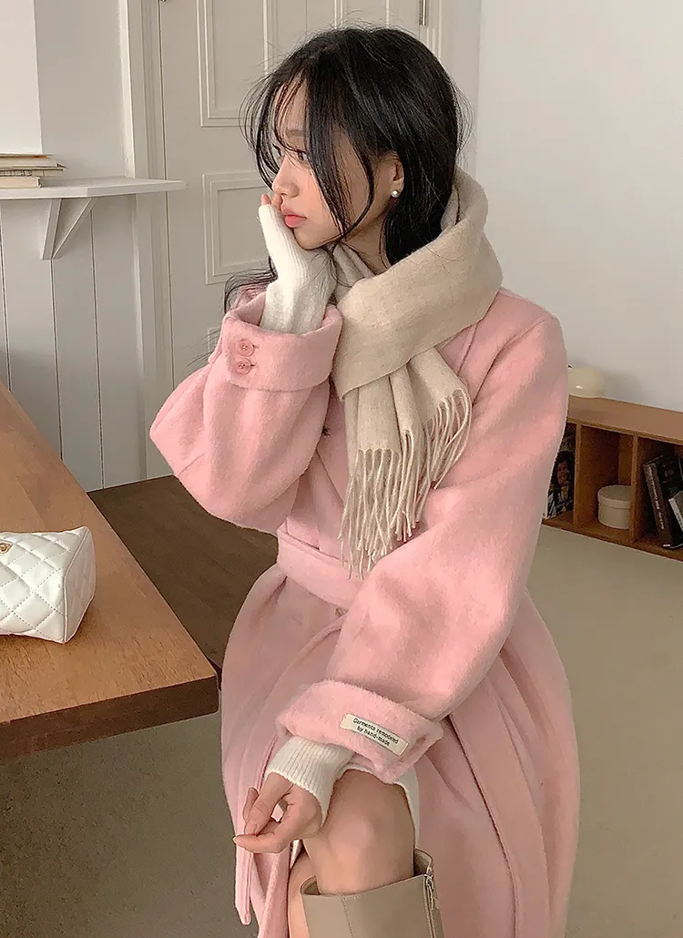 ストラップ付ウールダブルボタンロングコート | classicblanc | 詳細画像3