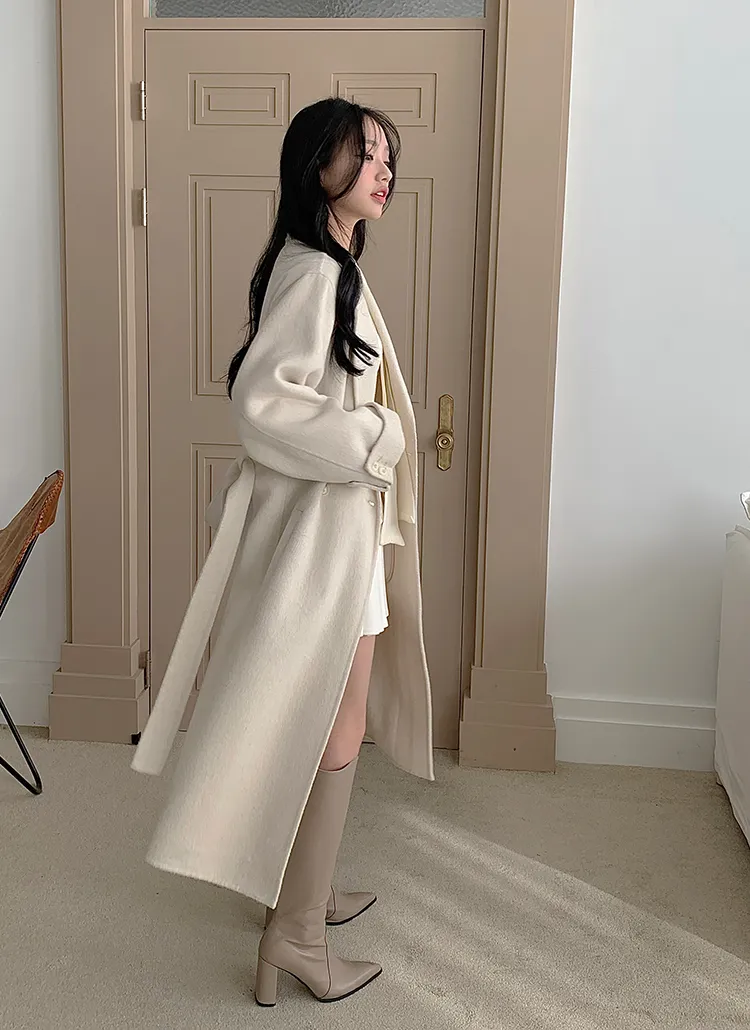 ストラップ付ウールダブルボタンロングコート | classicblanc | 詳細画像7