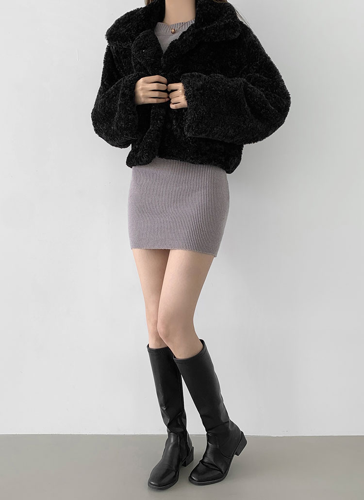 カラーフェイクムートンファーショートジャケット | レディース