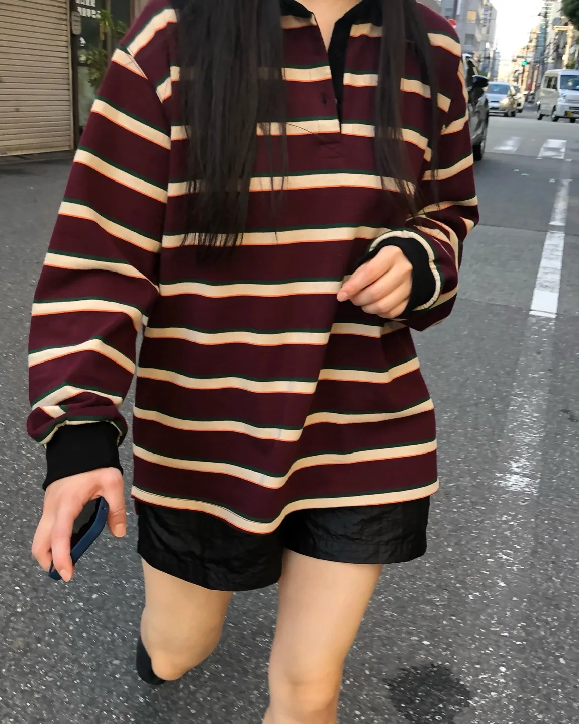 ポロカラーボーダーボクシーTシャツ | 詳細画像1