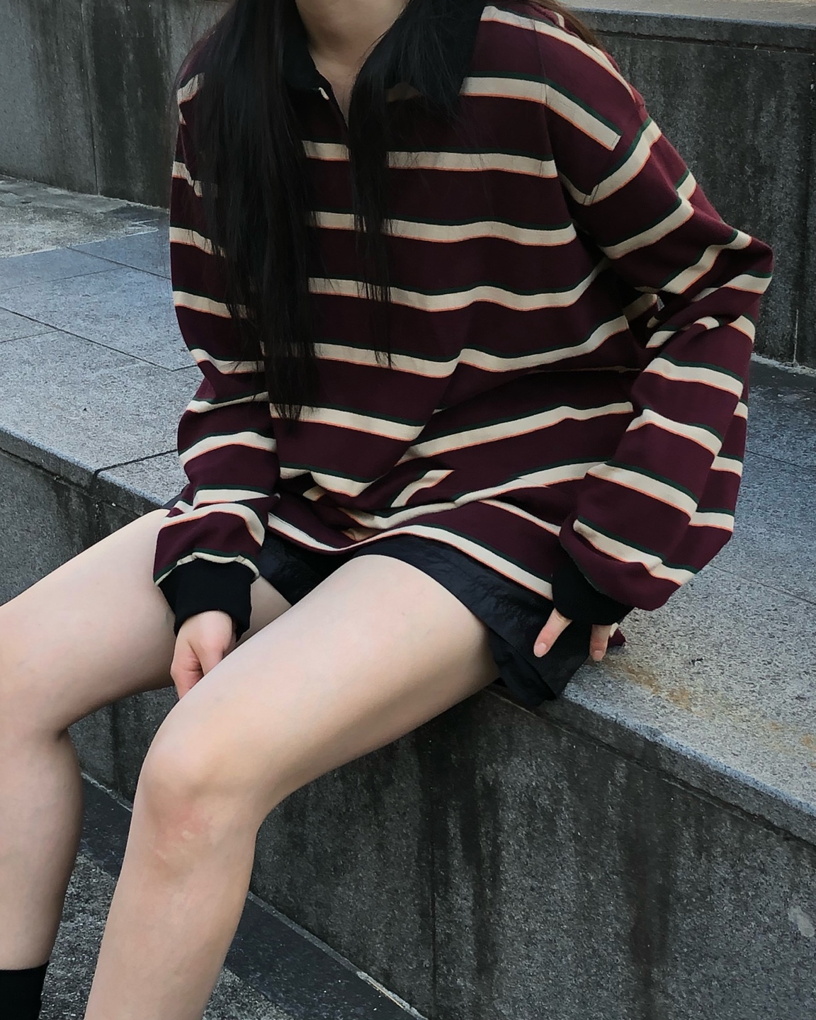 ポロカラーボーダーボクシーTシャツ | 詳細画像9